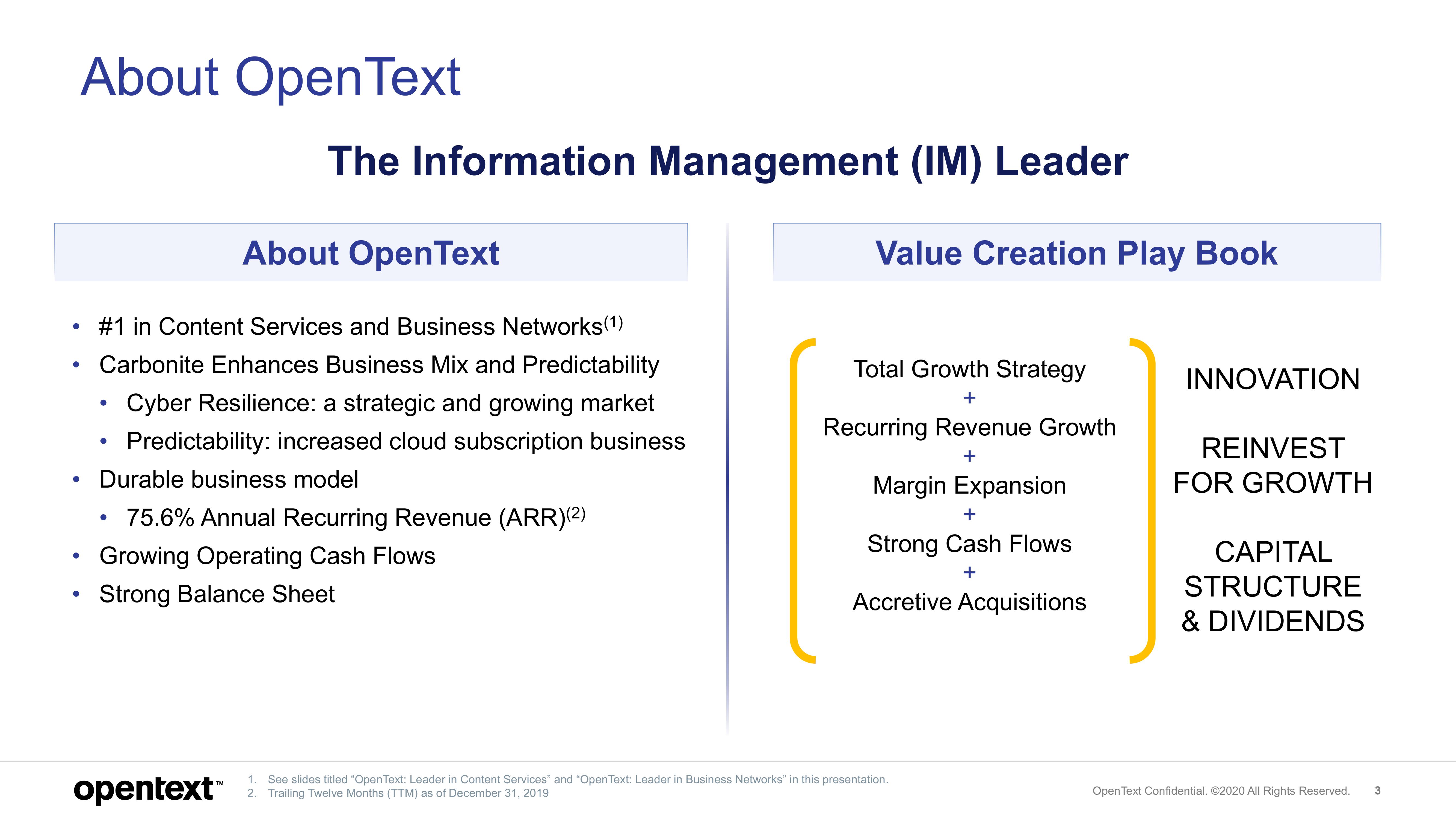 OpenText Investor Presentation Deck slide image #3