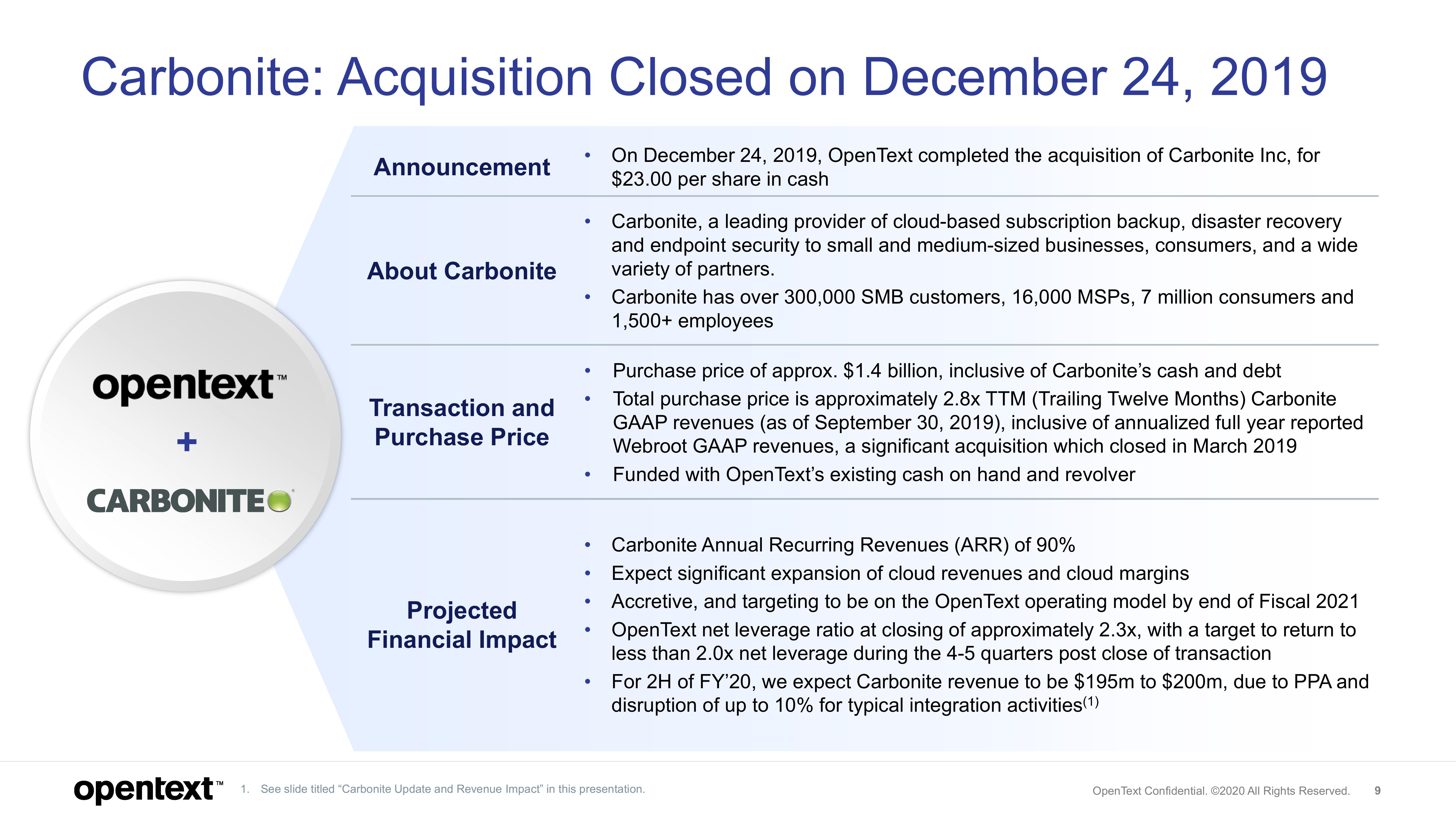 OpenText Investor Presentation Deck slide image #9