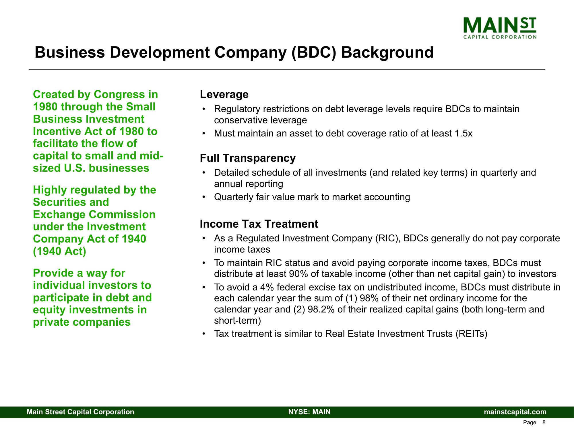 Main Street Capital Fixed Income Presentation Deck slide image #8