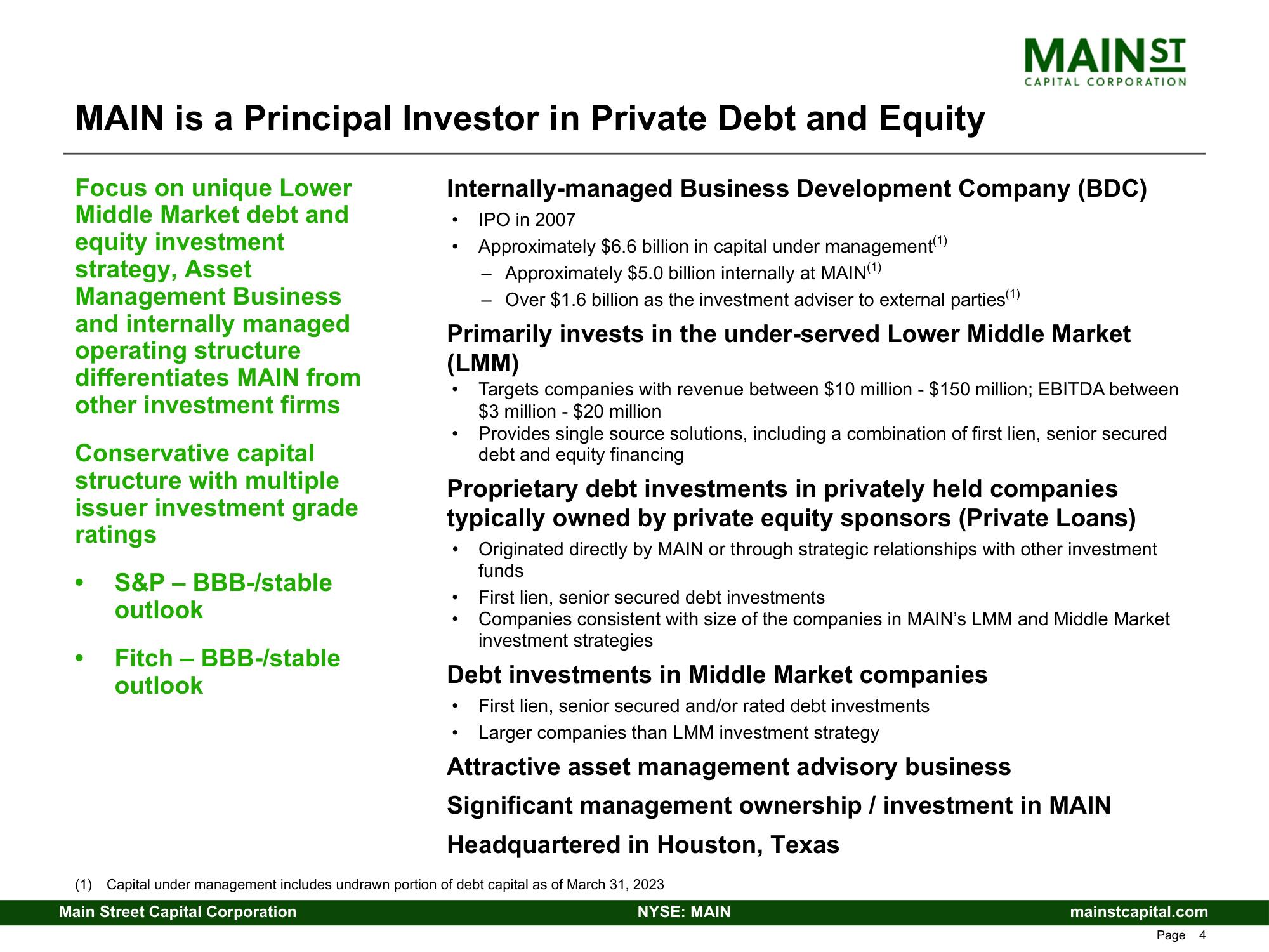 Main Street Capital Fixed Income Presentation Deck slide image #4