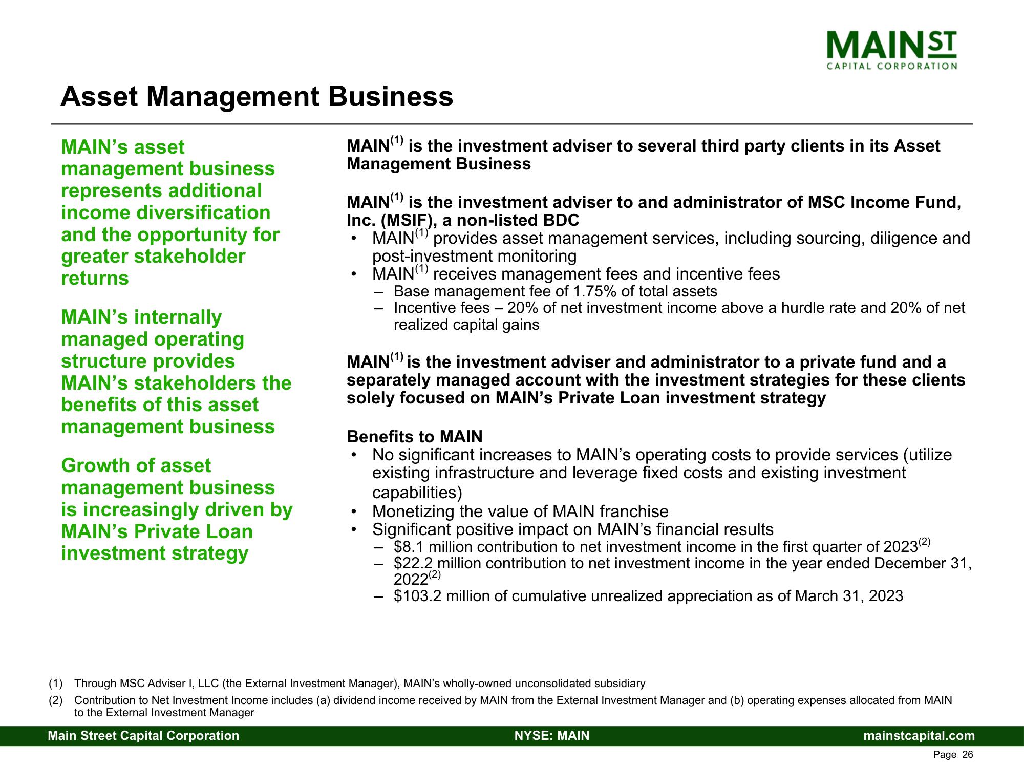 Main Street Capital Fixed Income Presentation Deck slide image #26