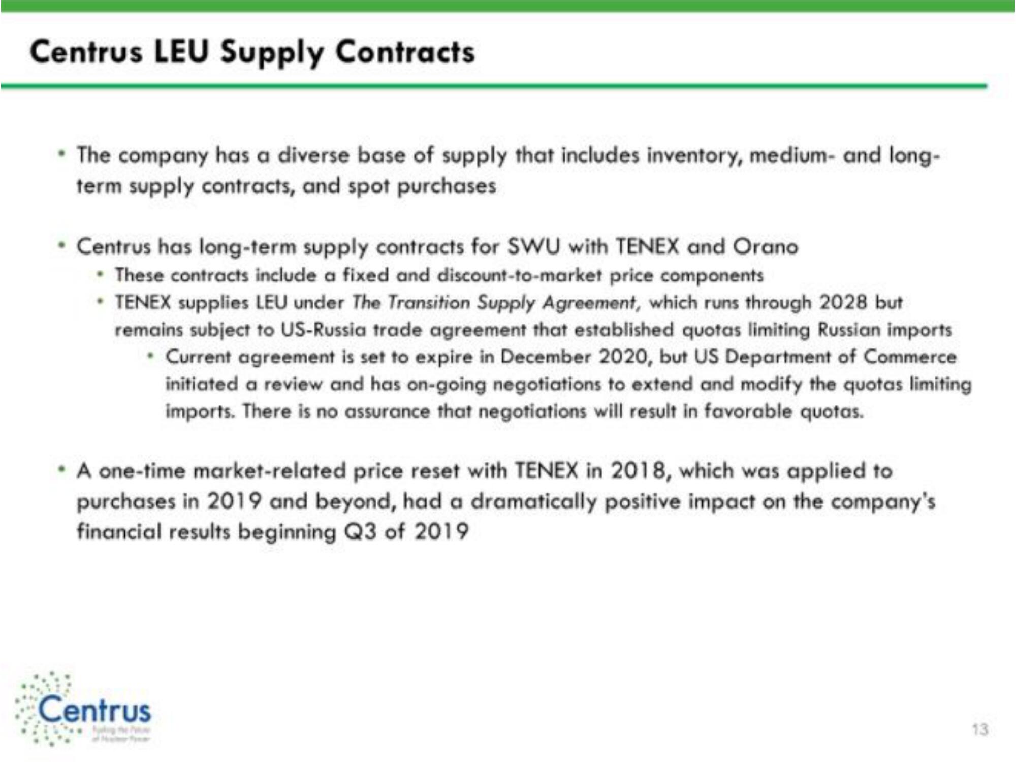 Centrus IPO Presentation Deck slide image #13