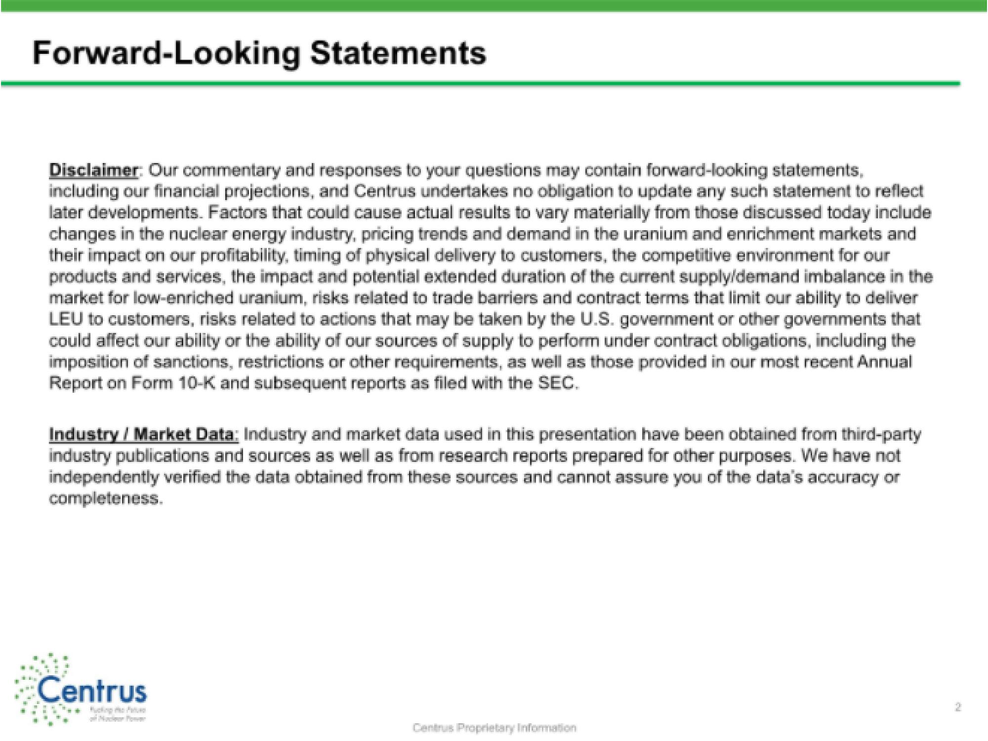 Centrus IPO Presentation Deck slide image #2