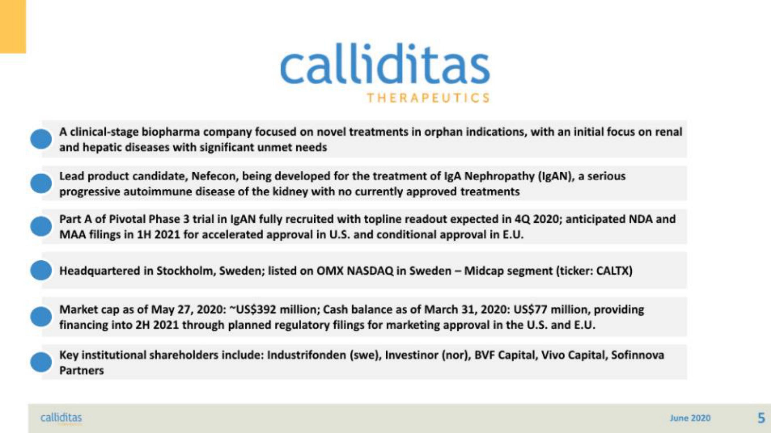 Calliditas Therapeutics IPO Presentation Deck slide image #5