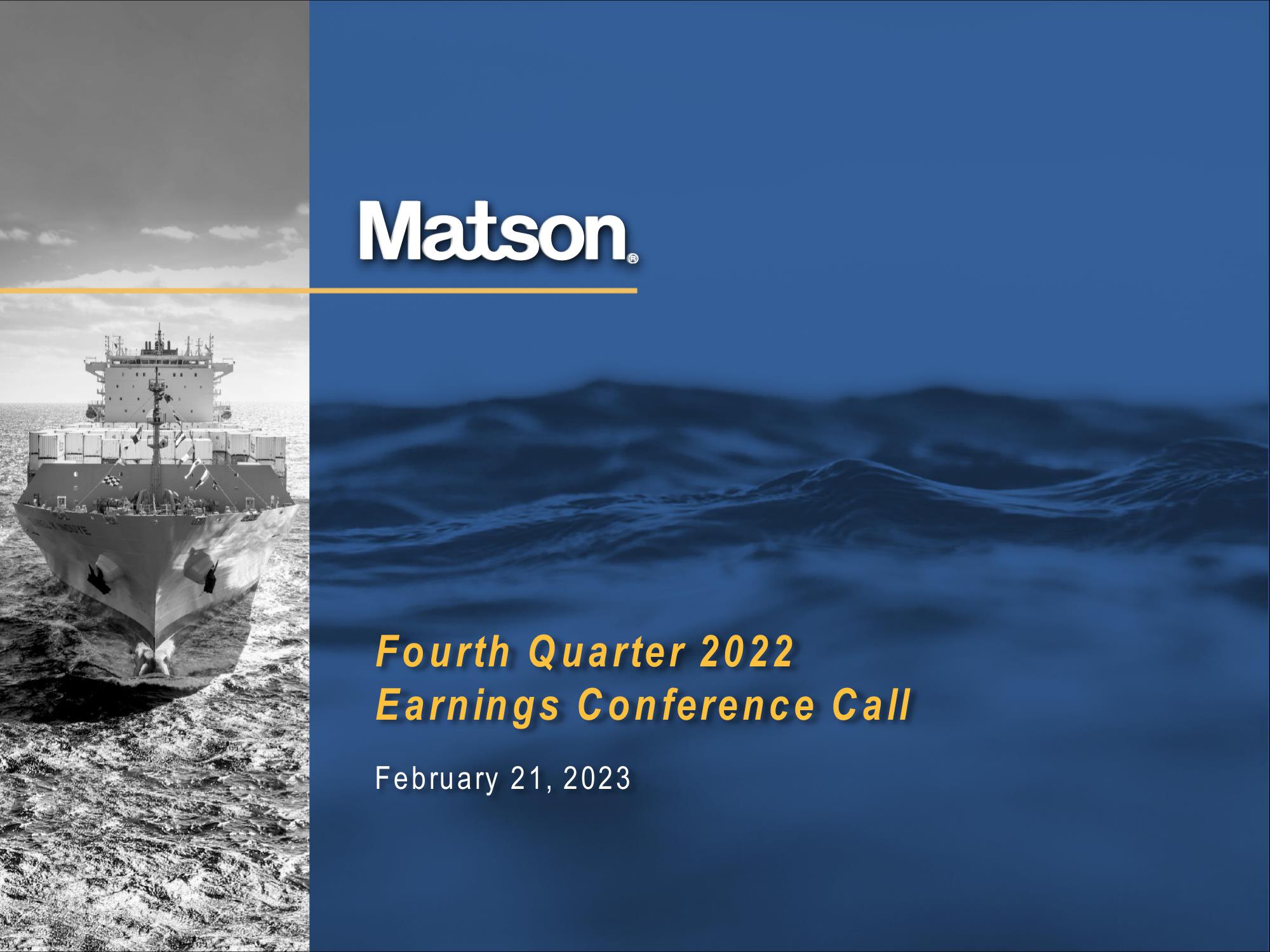 Matson Results Presentation Deck image