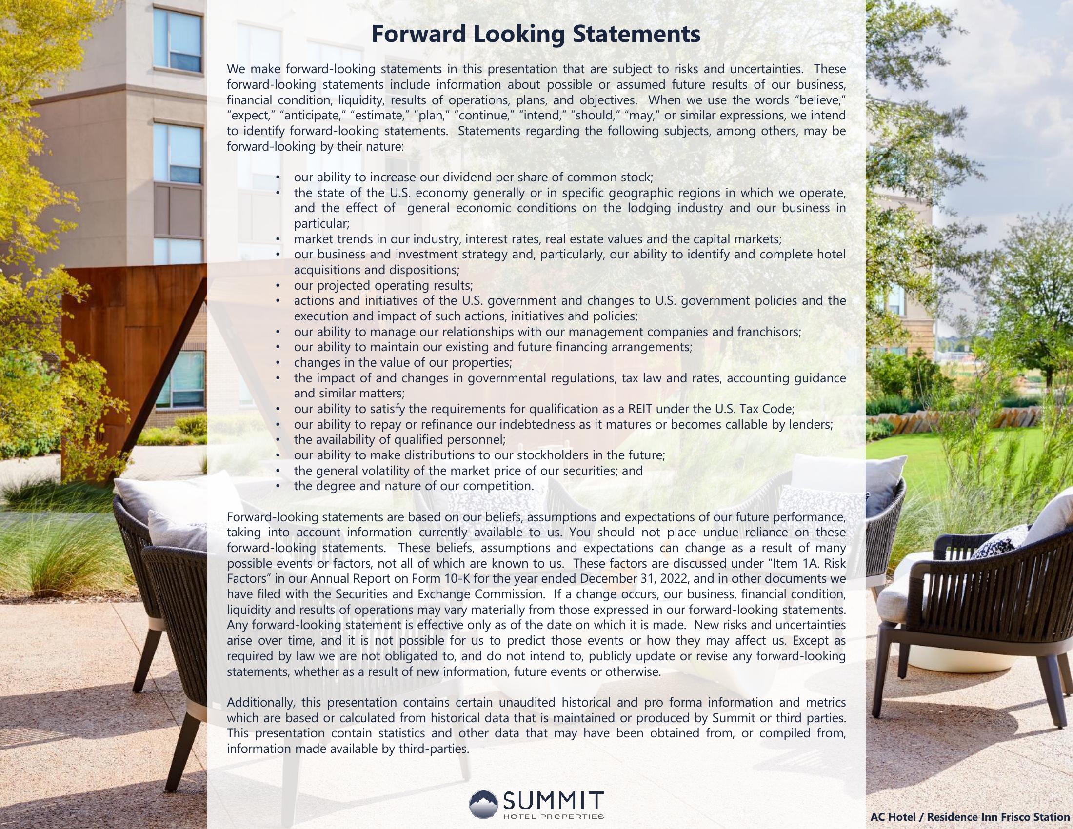 Summit Hotel Properties Investor Presentation Deck slide image #2