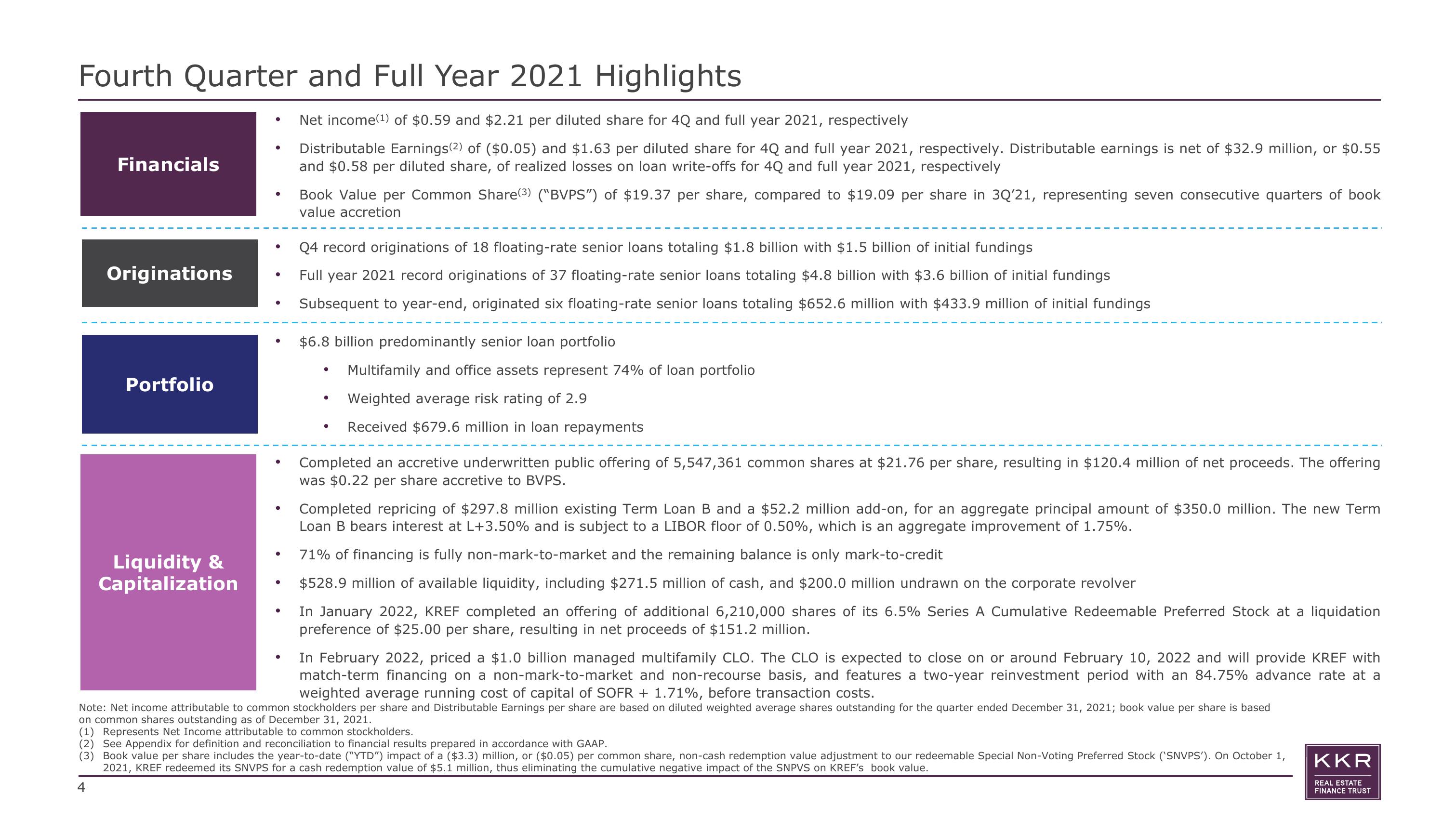 KKR Real Estate Finance Trust Results Presentation Deck slide image #4