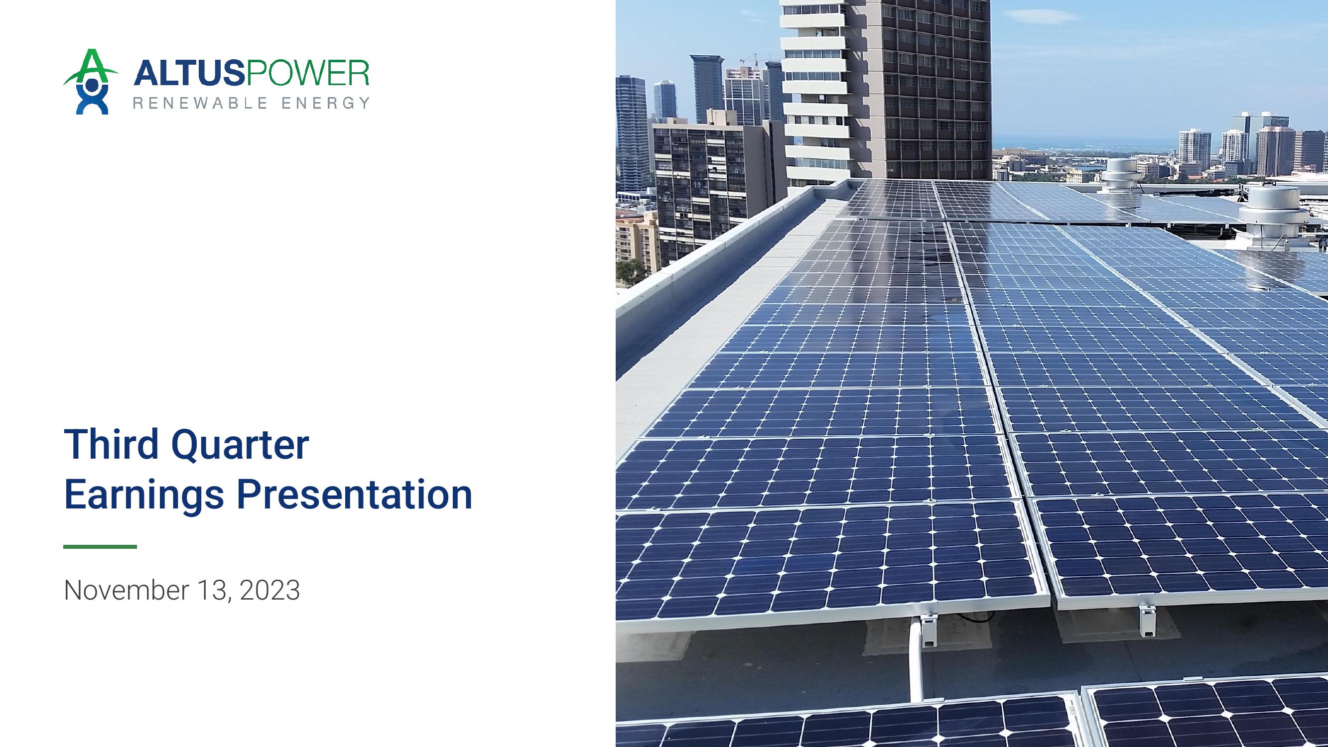 Altus Power Results Presentation Deck image