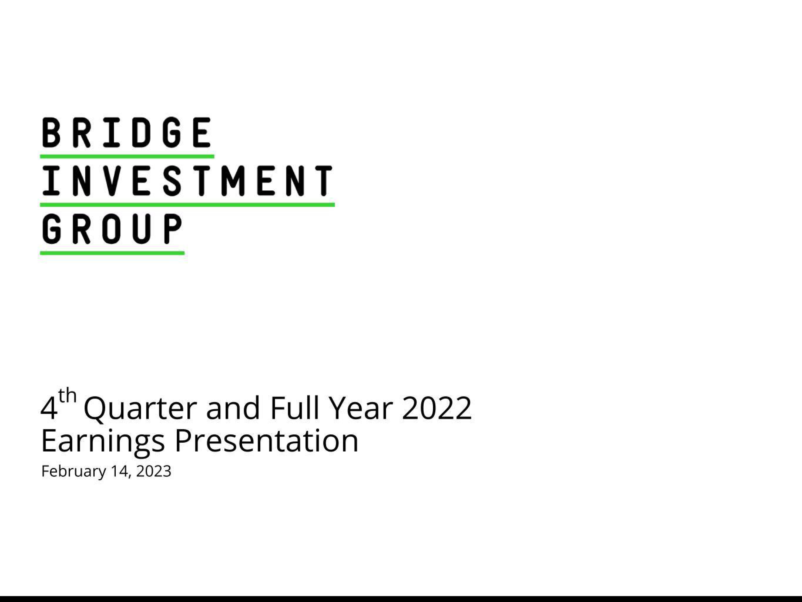 Bridge Investment Group Results Presentation Deck image