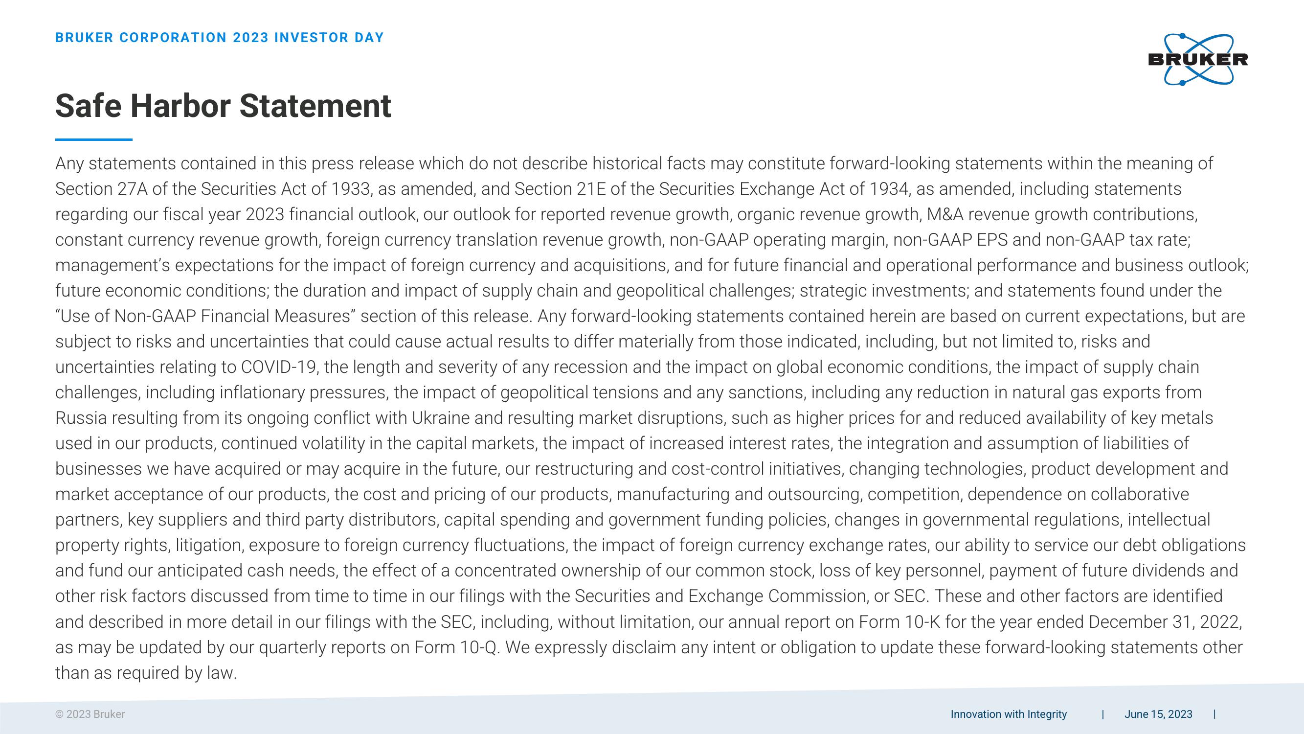 Bruker Corporation Investor Day 2023 slide image #2