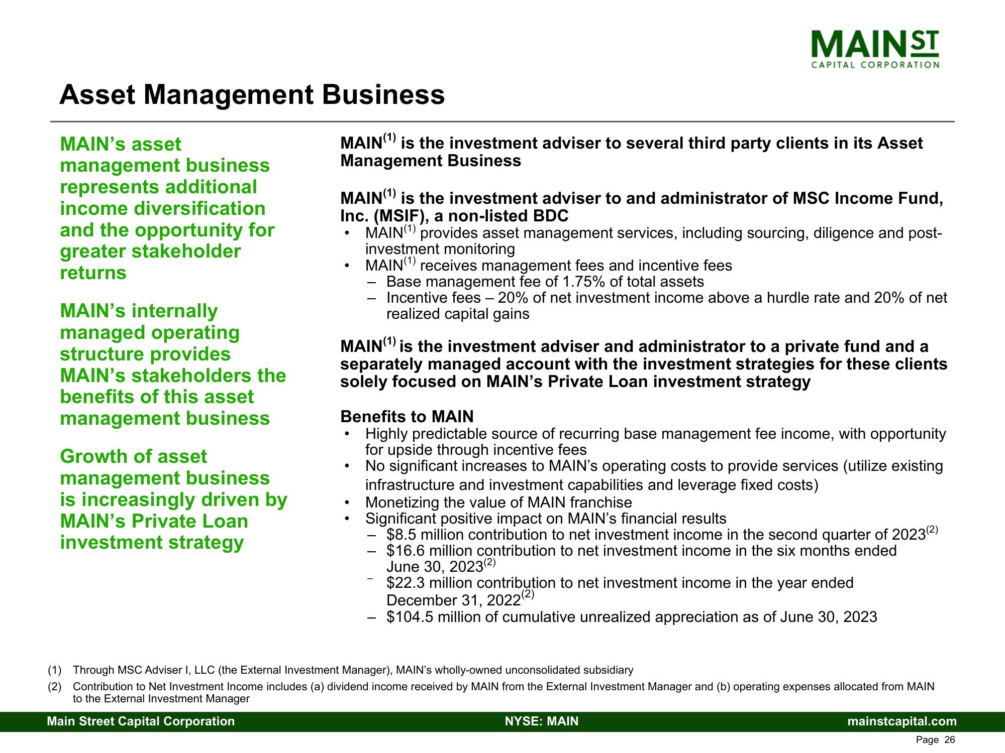 Main Street Capital Fixed Income Presentation Deck slide image #26