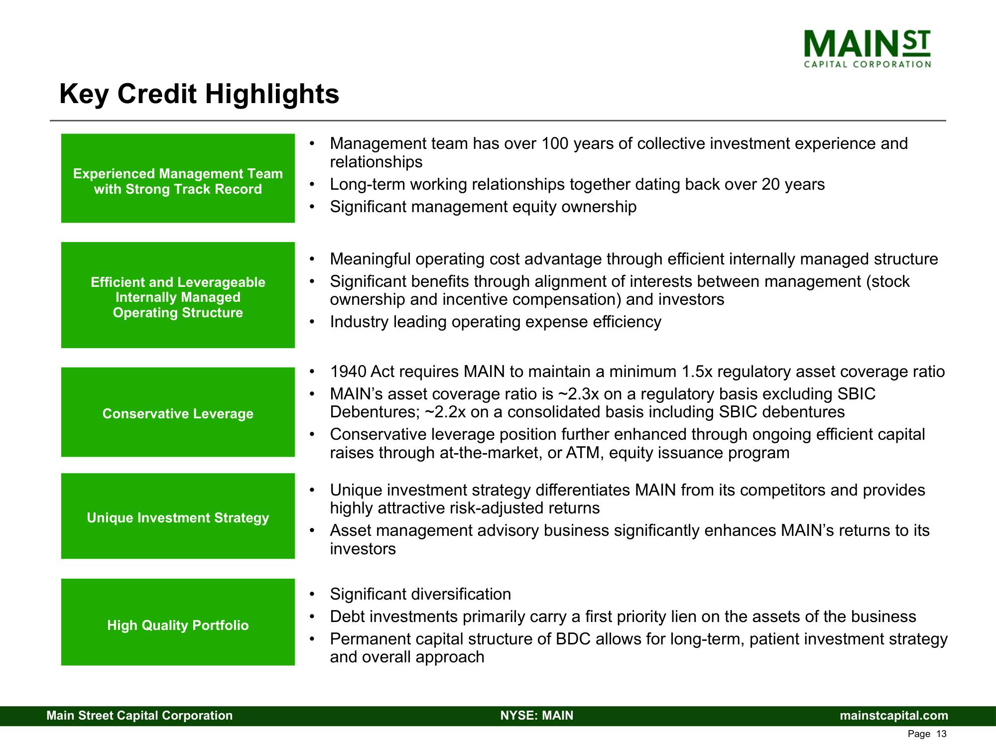 Main Street Capital Fixed Income Presentation Deck slide image #13