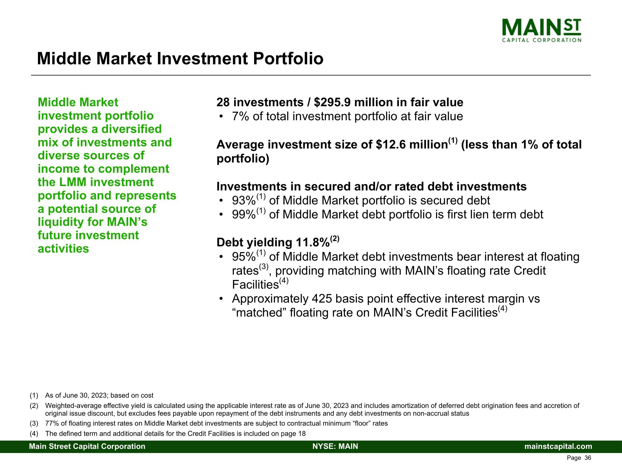 Main Street Capital Fixed Income Presentation Deck slide image #36