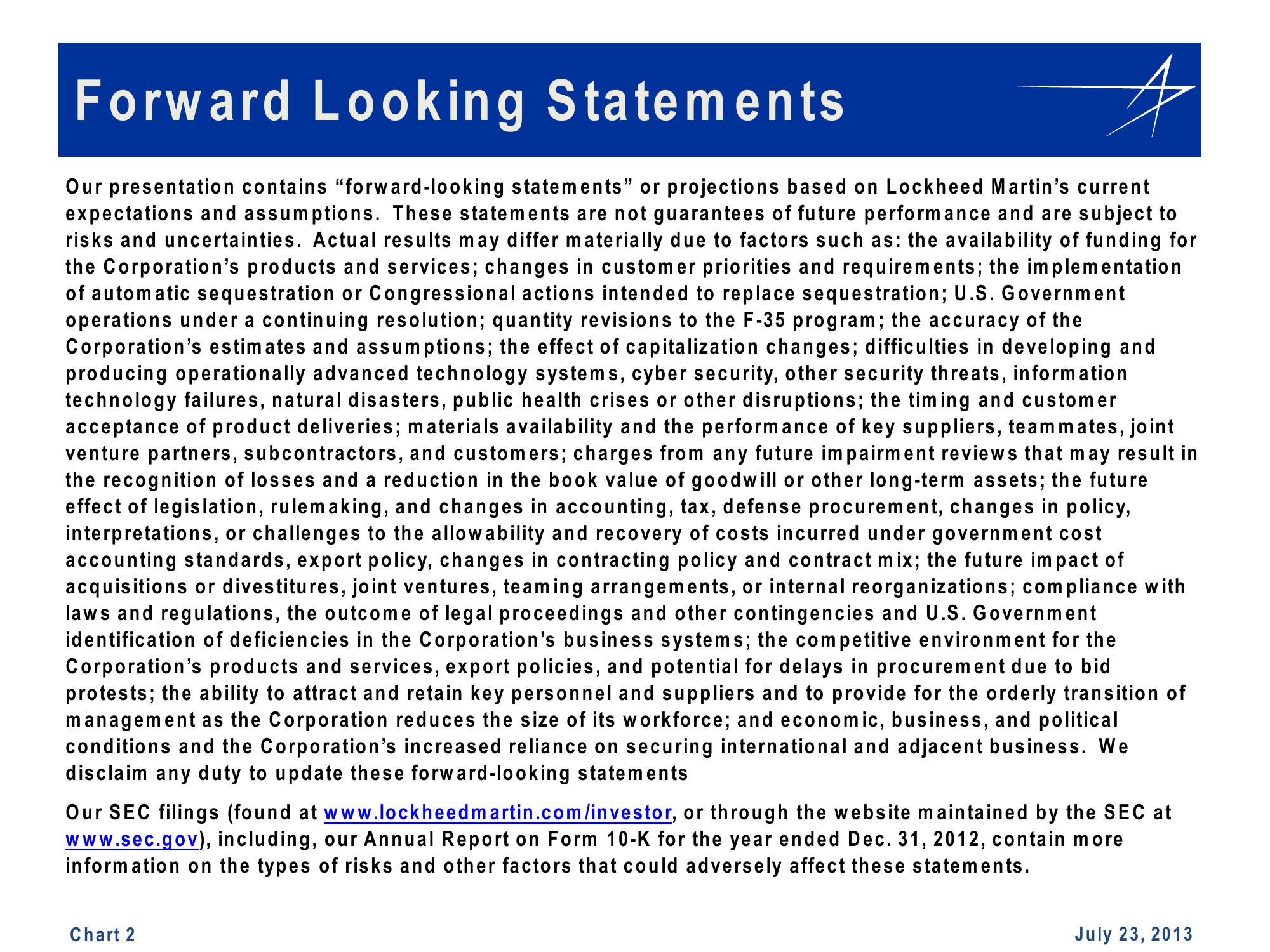 Lockheed Martin 2nd Quarter 2013 Financial Results Conference Call slide image #2