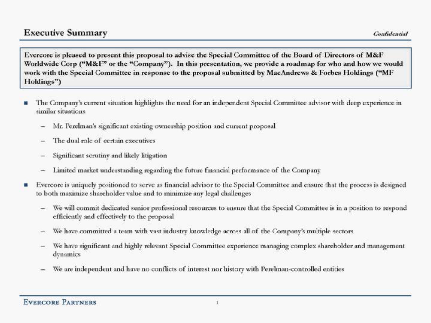 Evercore Investment Banking Pitch Book slide image #5