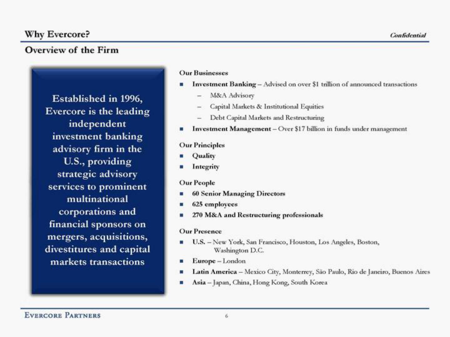 Evercore Investment Banking Pitch Book slide image #11