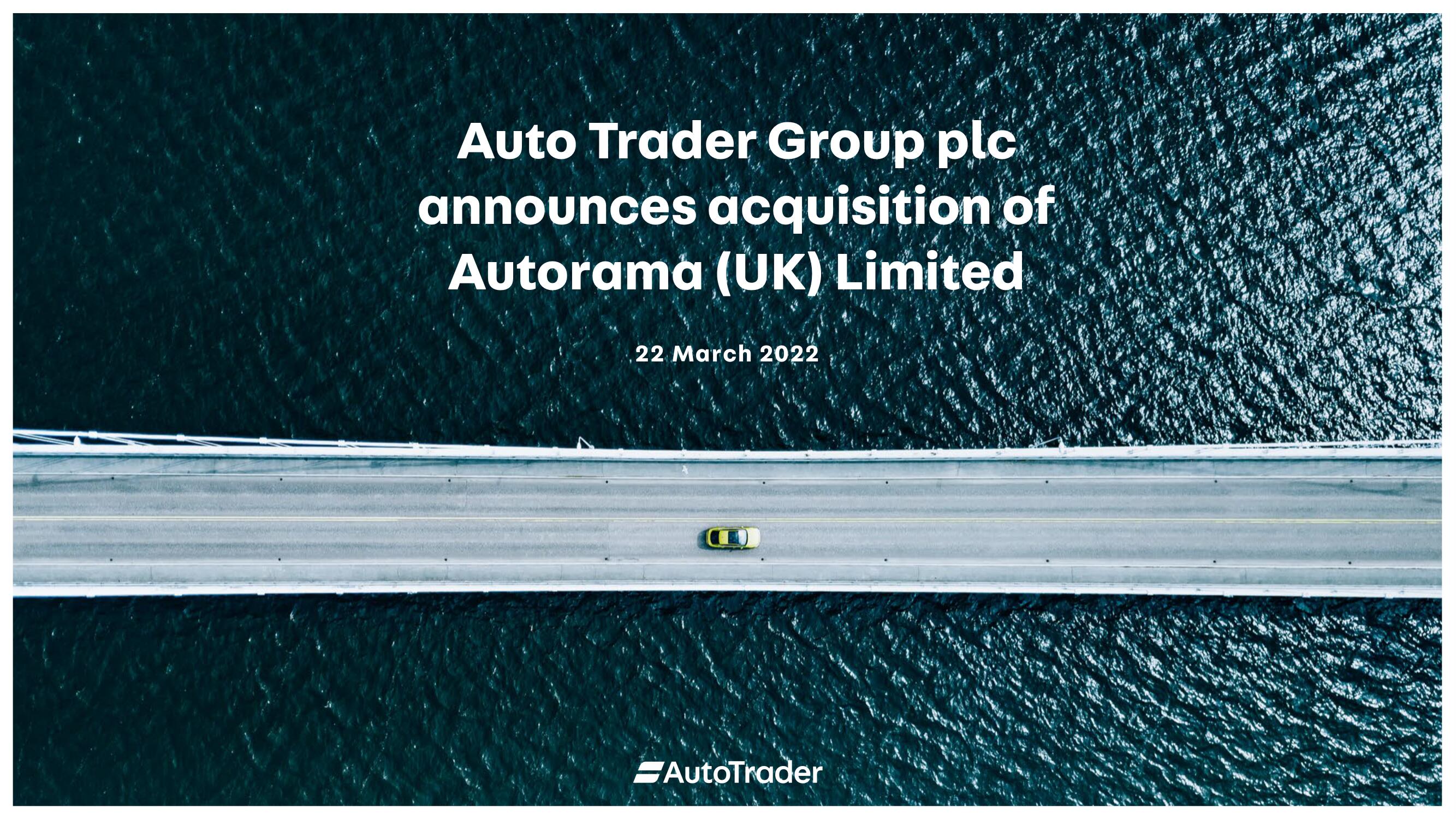 Auto Trader Group Mergers and Acquisitions Presentation Deck image