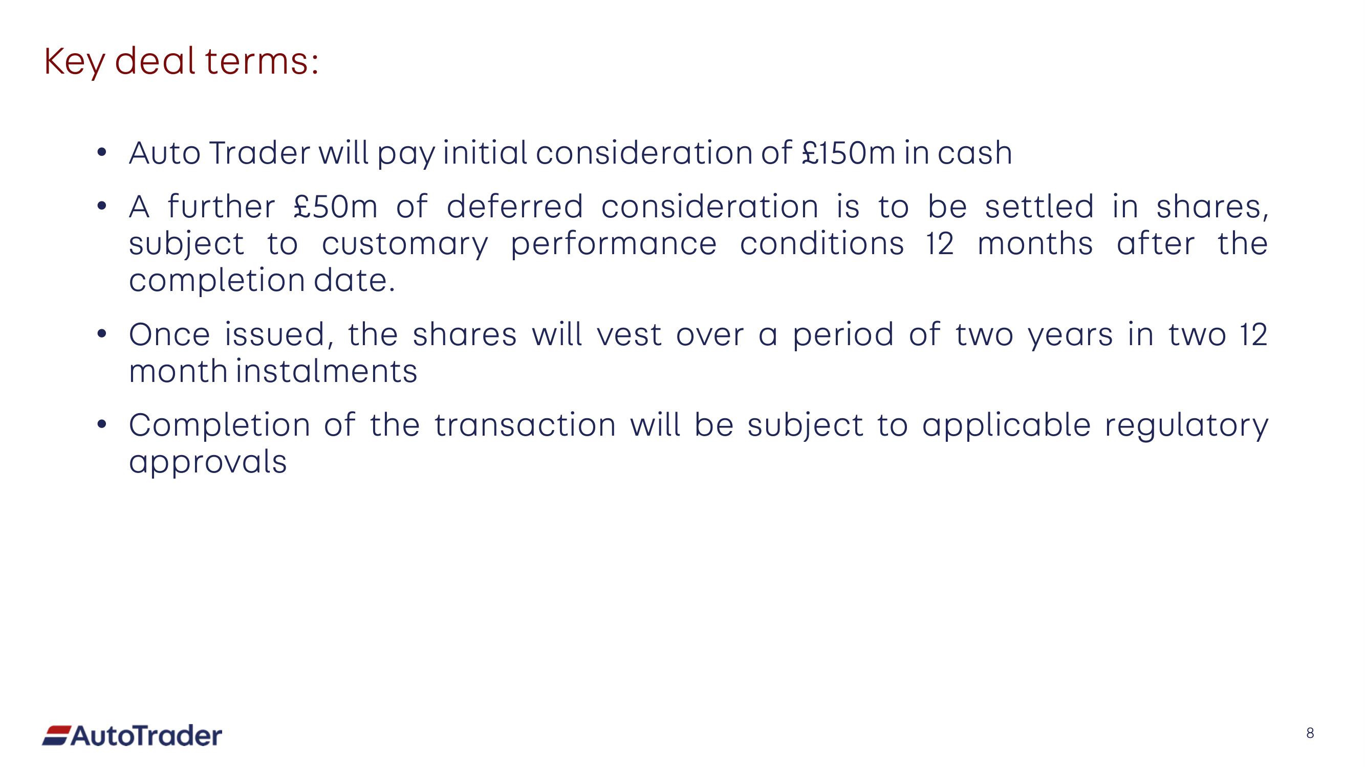 Auto Trader Group Mergers and Acquisitions Presentation Deck slide image #8