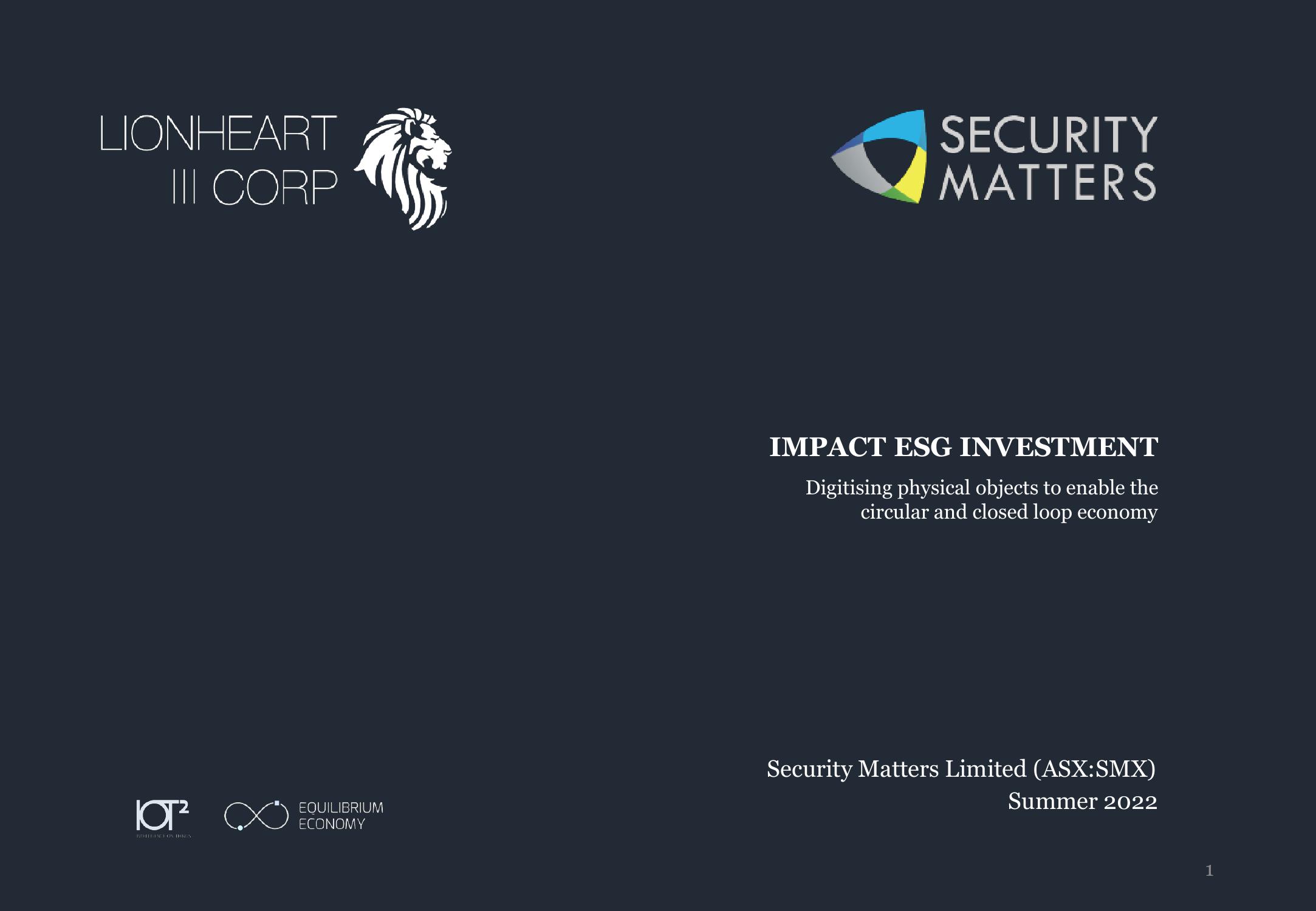 Security Matters SPAC Presentation Deck image