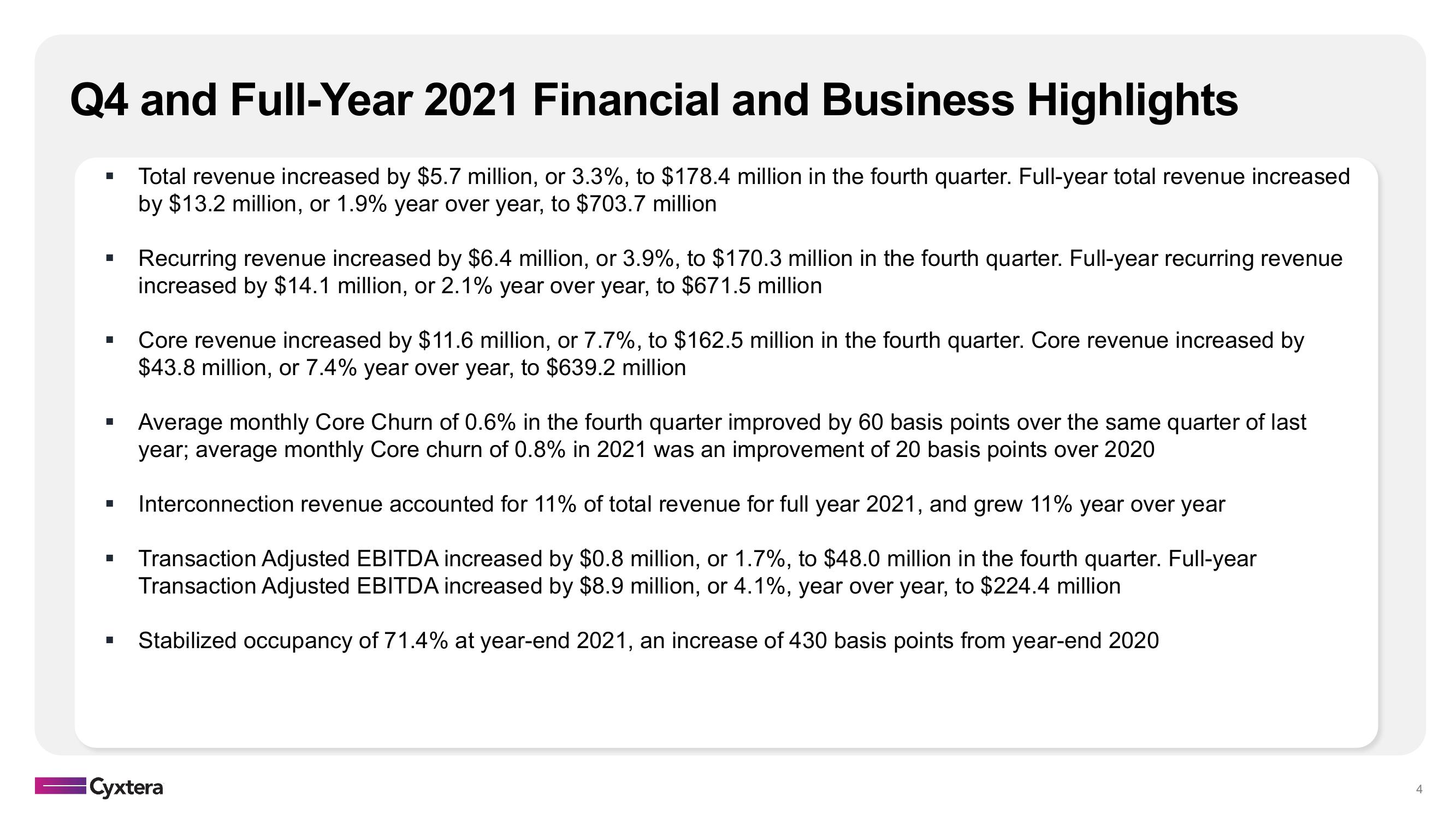 Cyxtera Results Presentation Deck slide image #4