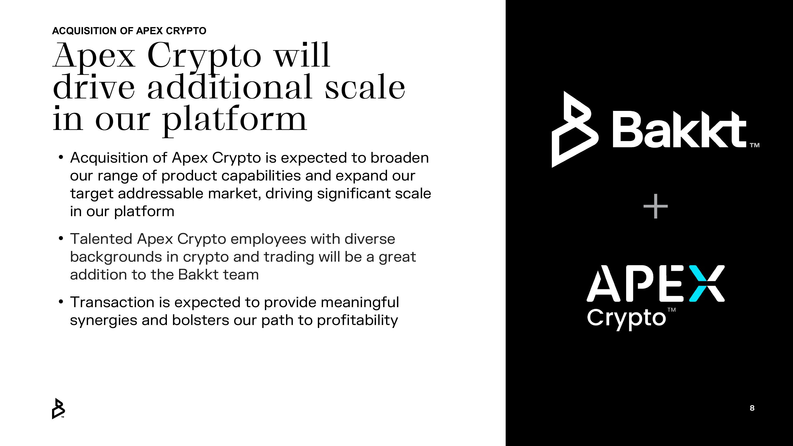 Bakkt Mergers and Acquisitions Presentation Deck slide image #8