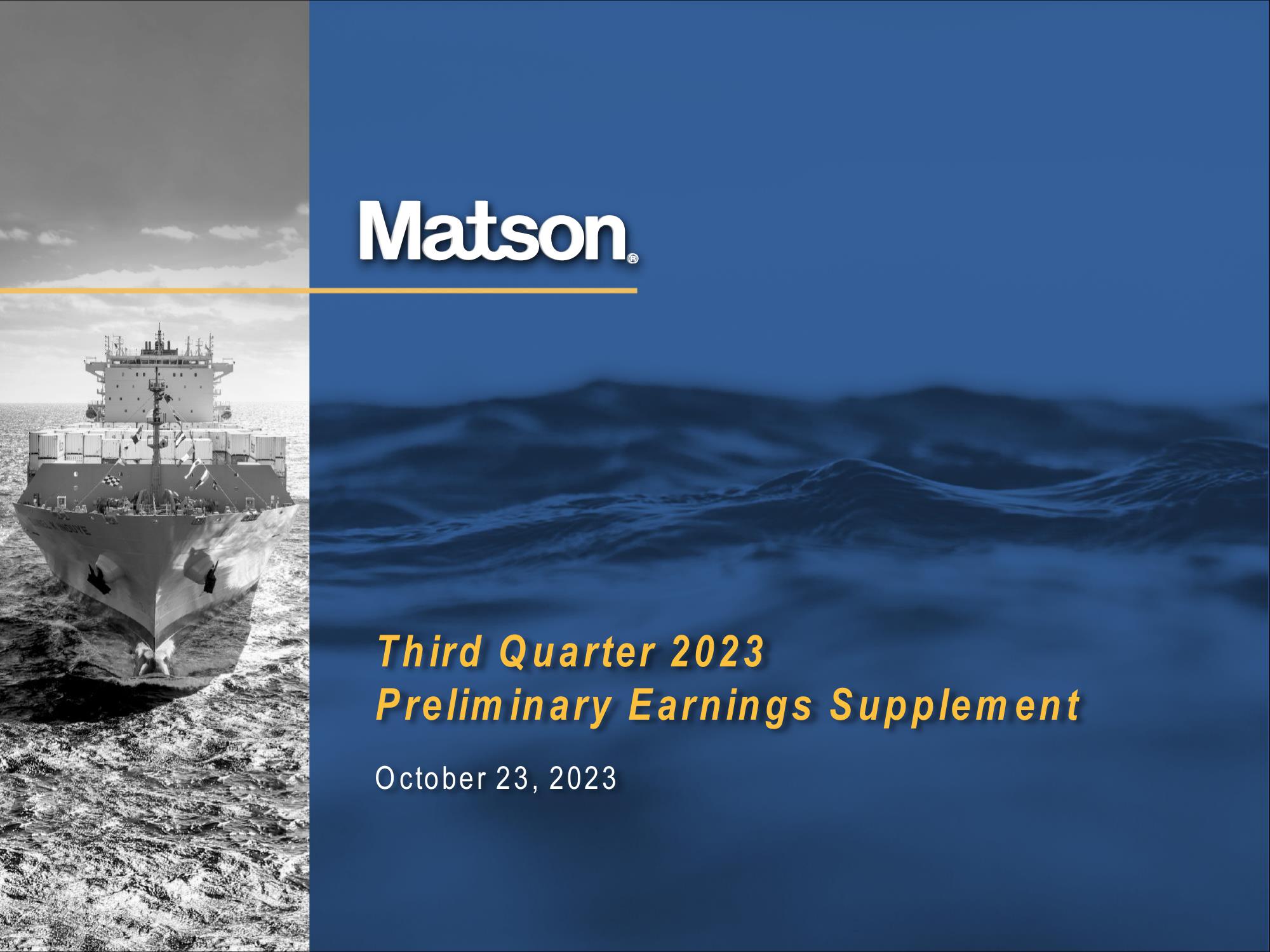 Matson Results Presentation Deck image