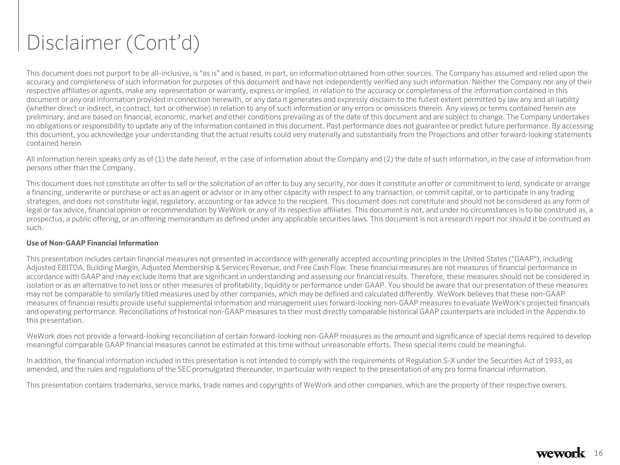 WeWork Restructuring Presentation Deck slide image #16
