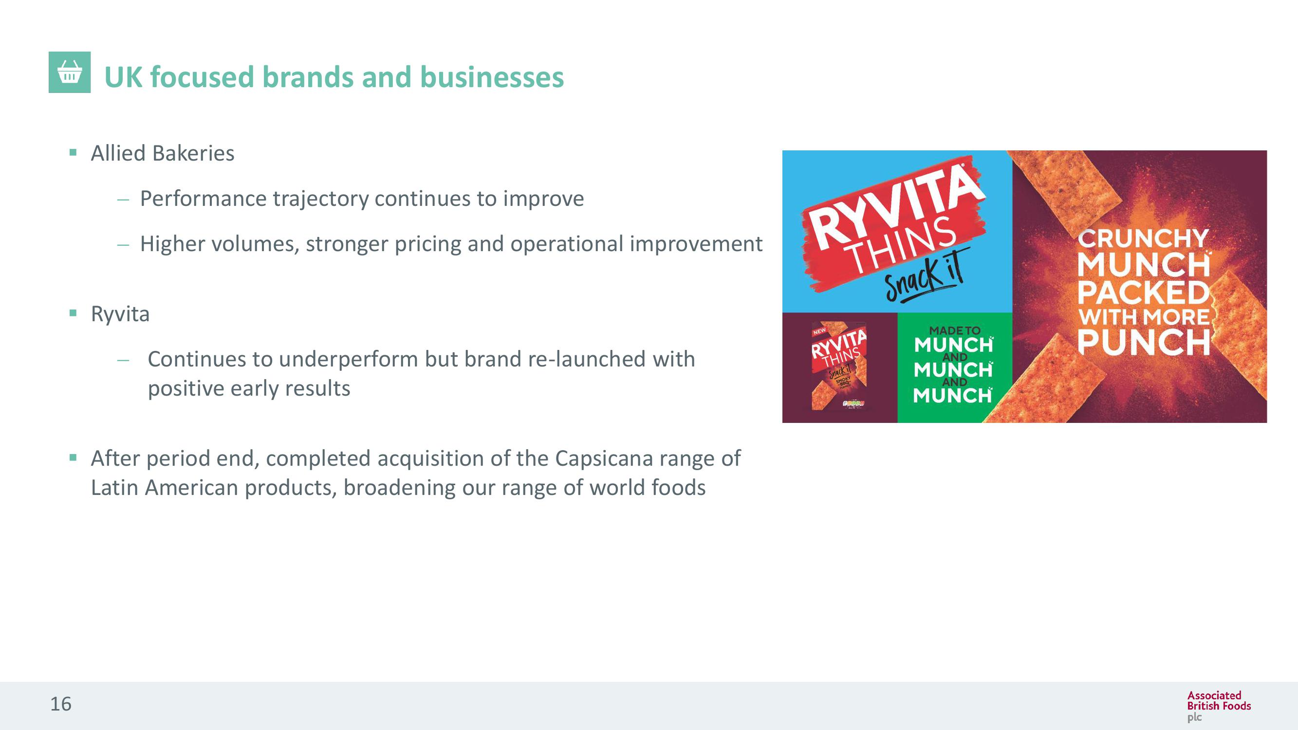 Associated British Foods Results Presentation Deck slide image #16