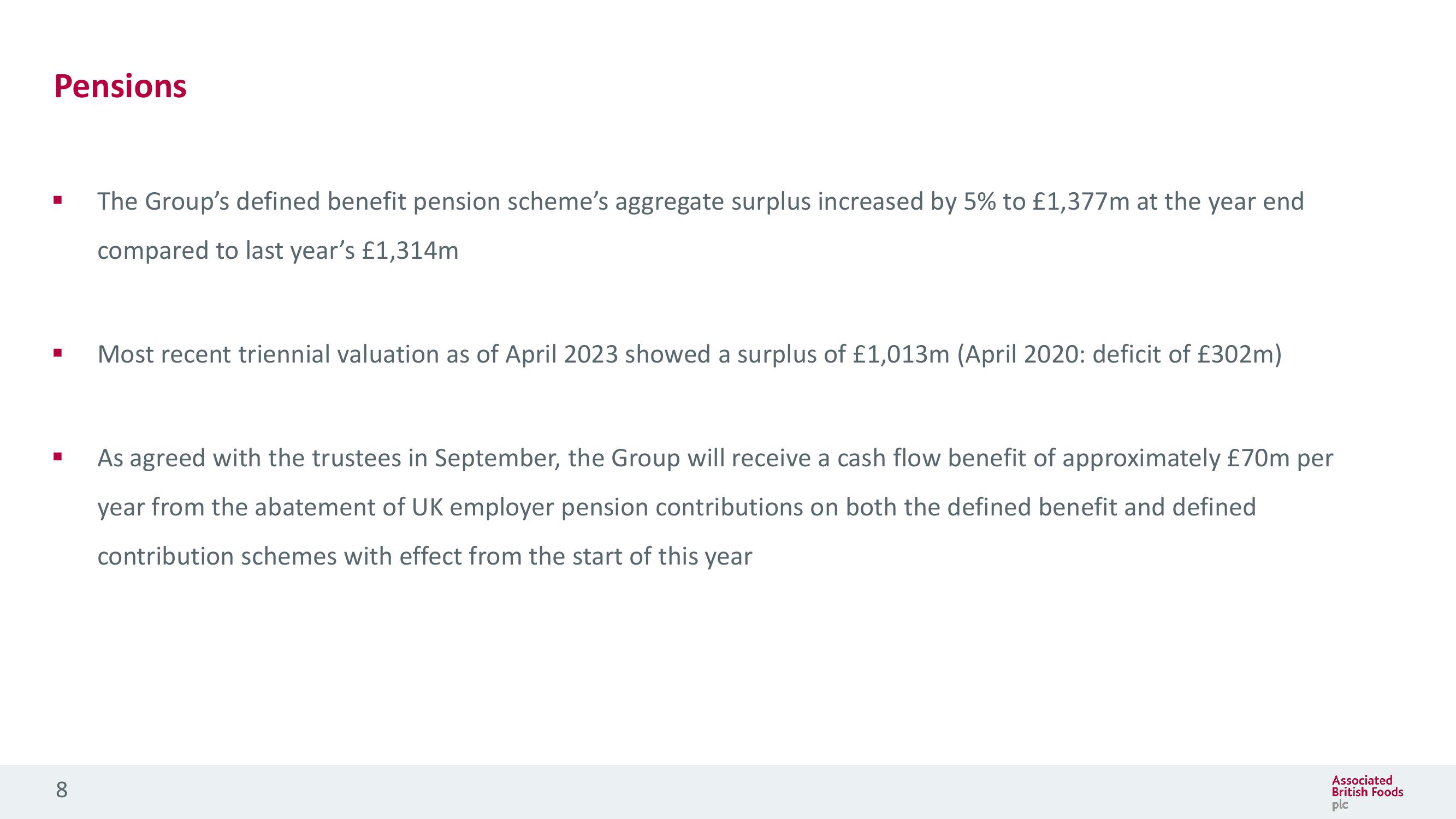 Associated British Foods Results Presentation Deck slide image #8
