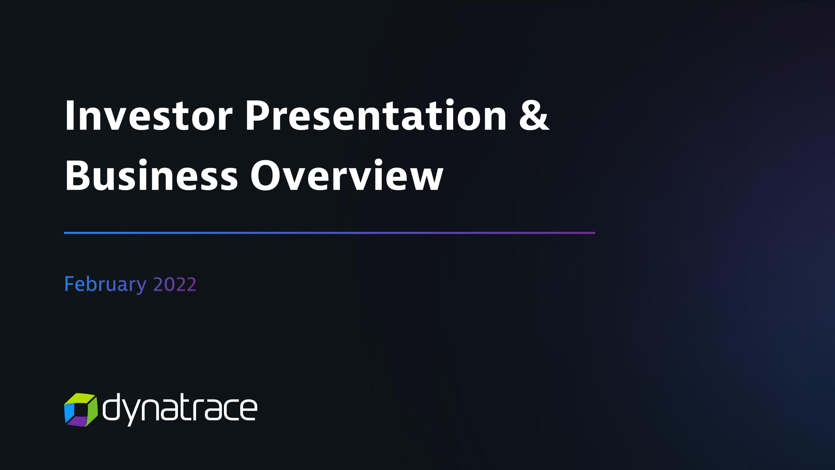 Dynatrace Investor Presentation Deck image