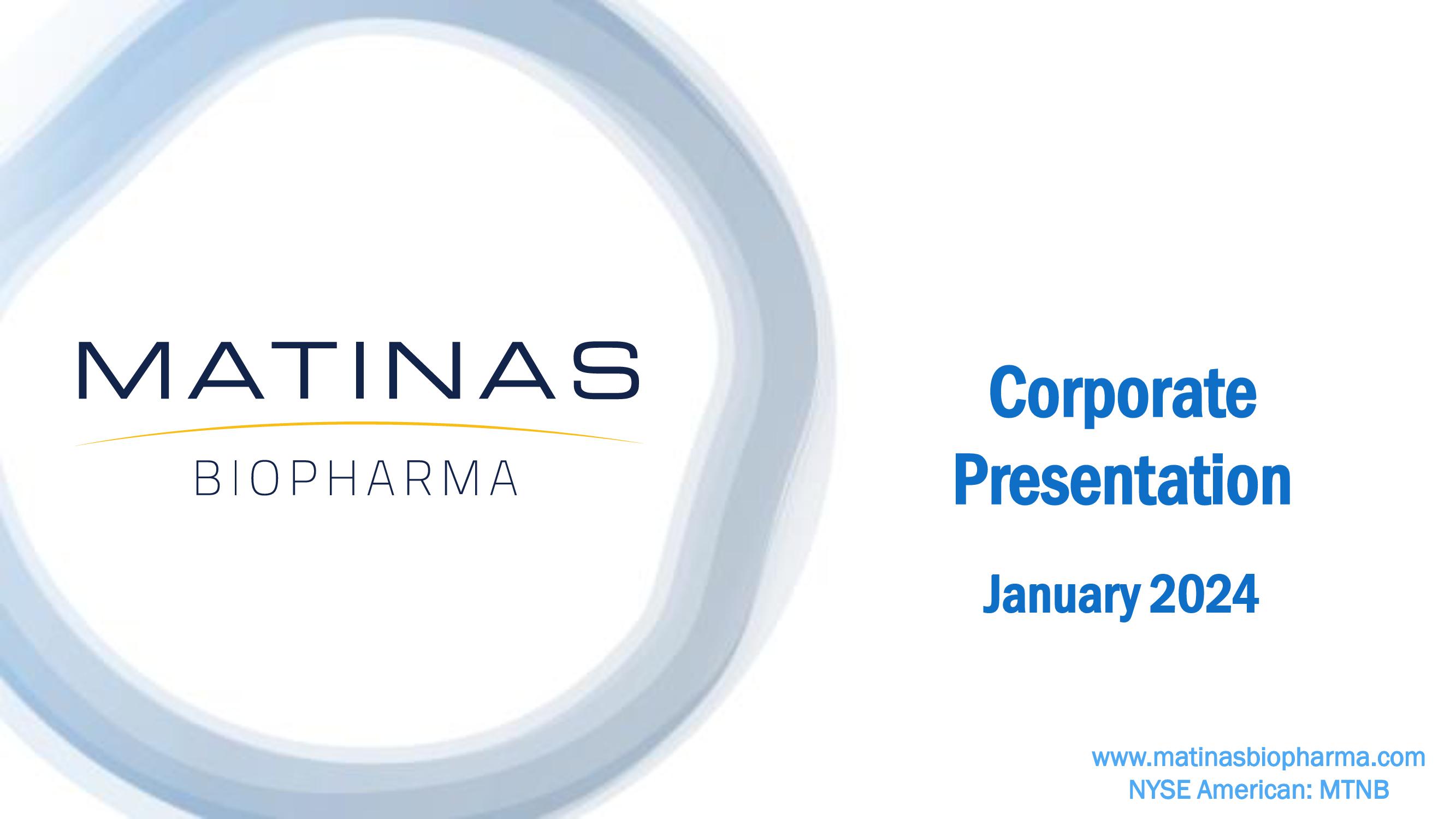 Matinas BioPharma Investor Presentation Deck image