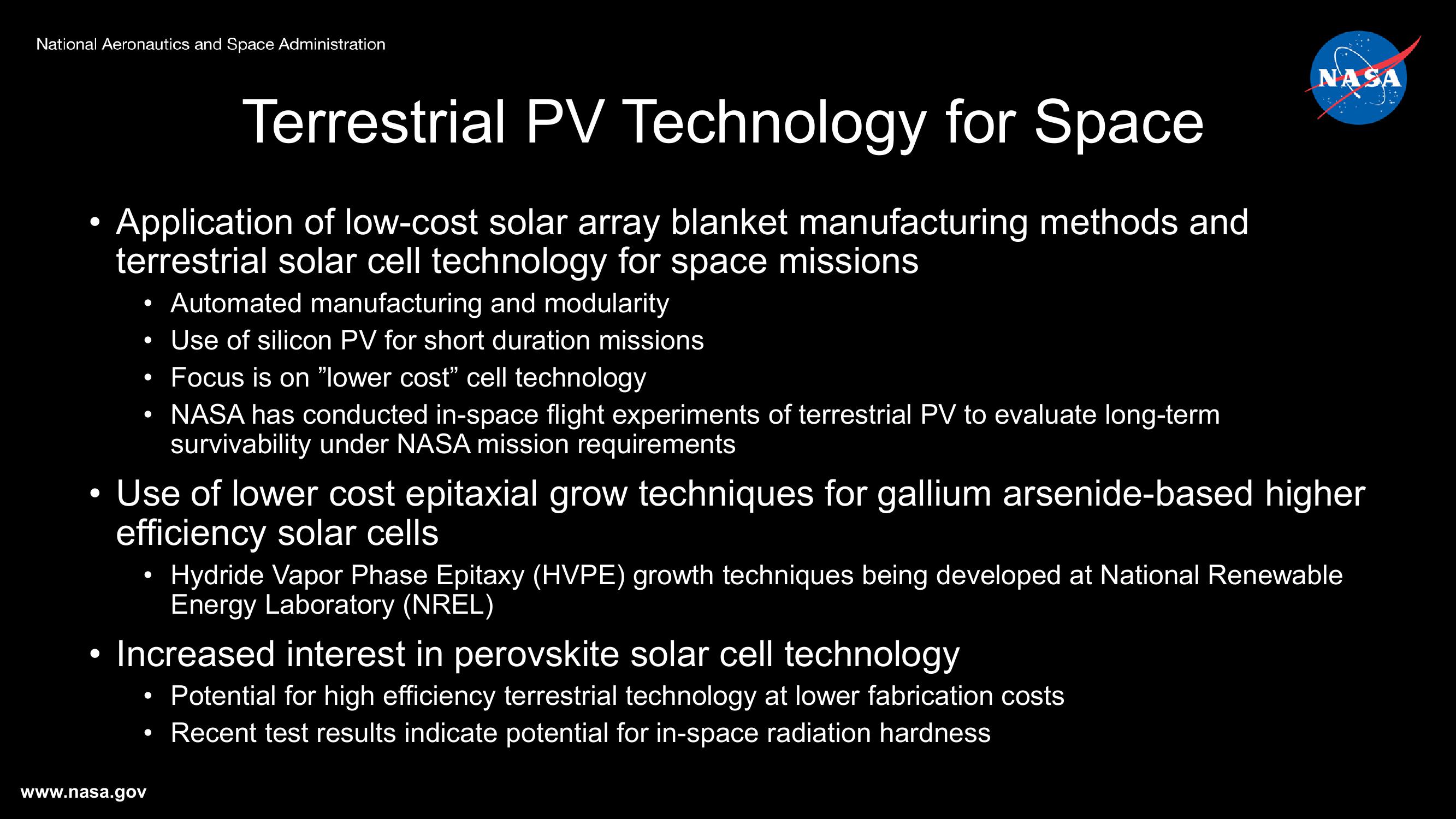 NASA's Photovoltaic Energy Research Plans and Programs slide image #4