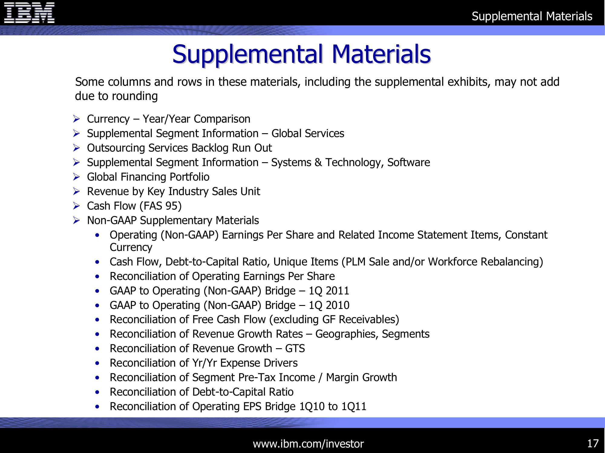 1Q 2011 Earnings Presentation slide image #17