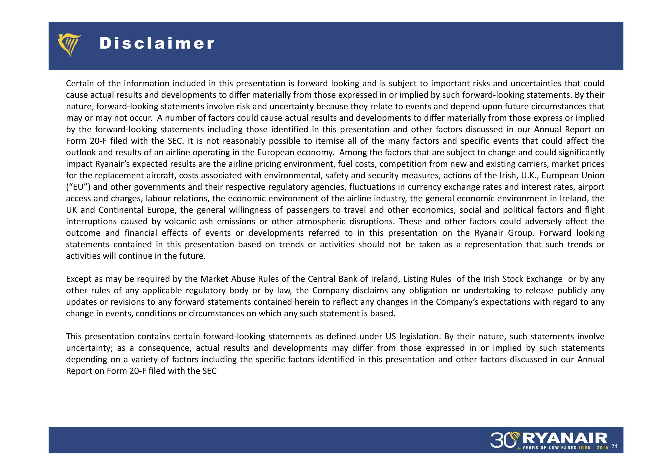 Ryanair FY 2015 Result slide image #24