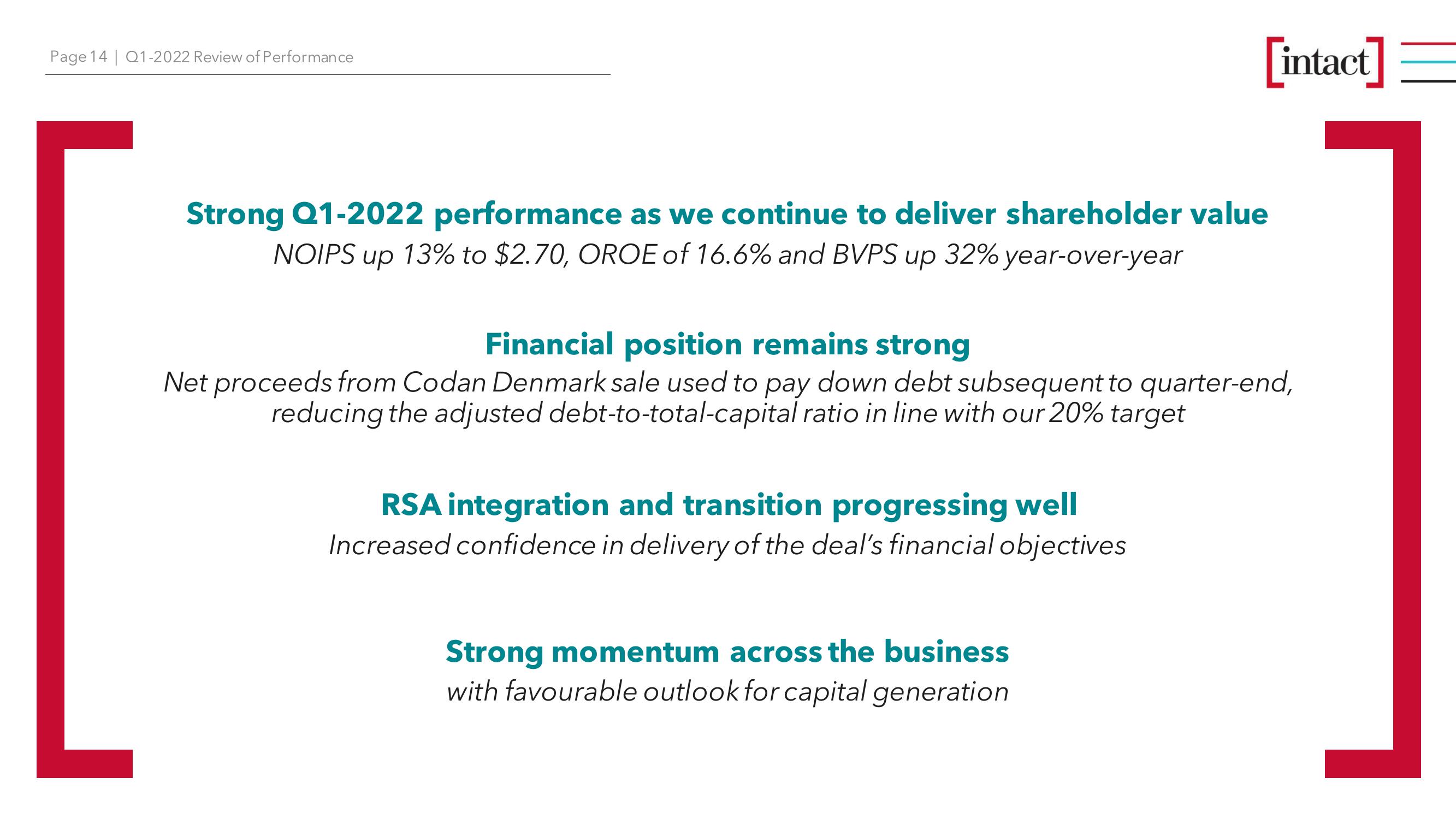 Intact Financial Corporation (TSX: IFC) Q1-2022 Review of Performance slide image #14