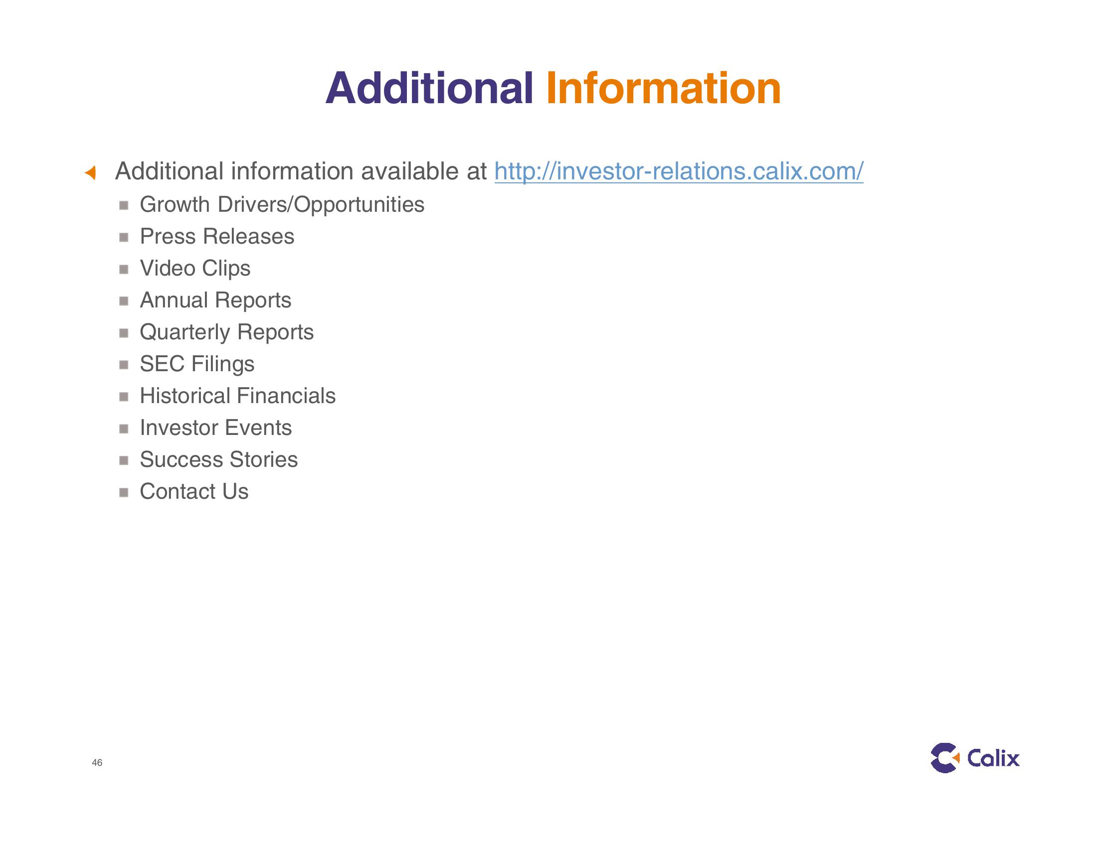 Calix Investor Presentation slide image #46