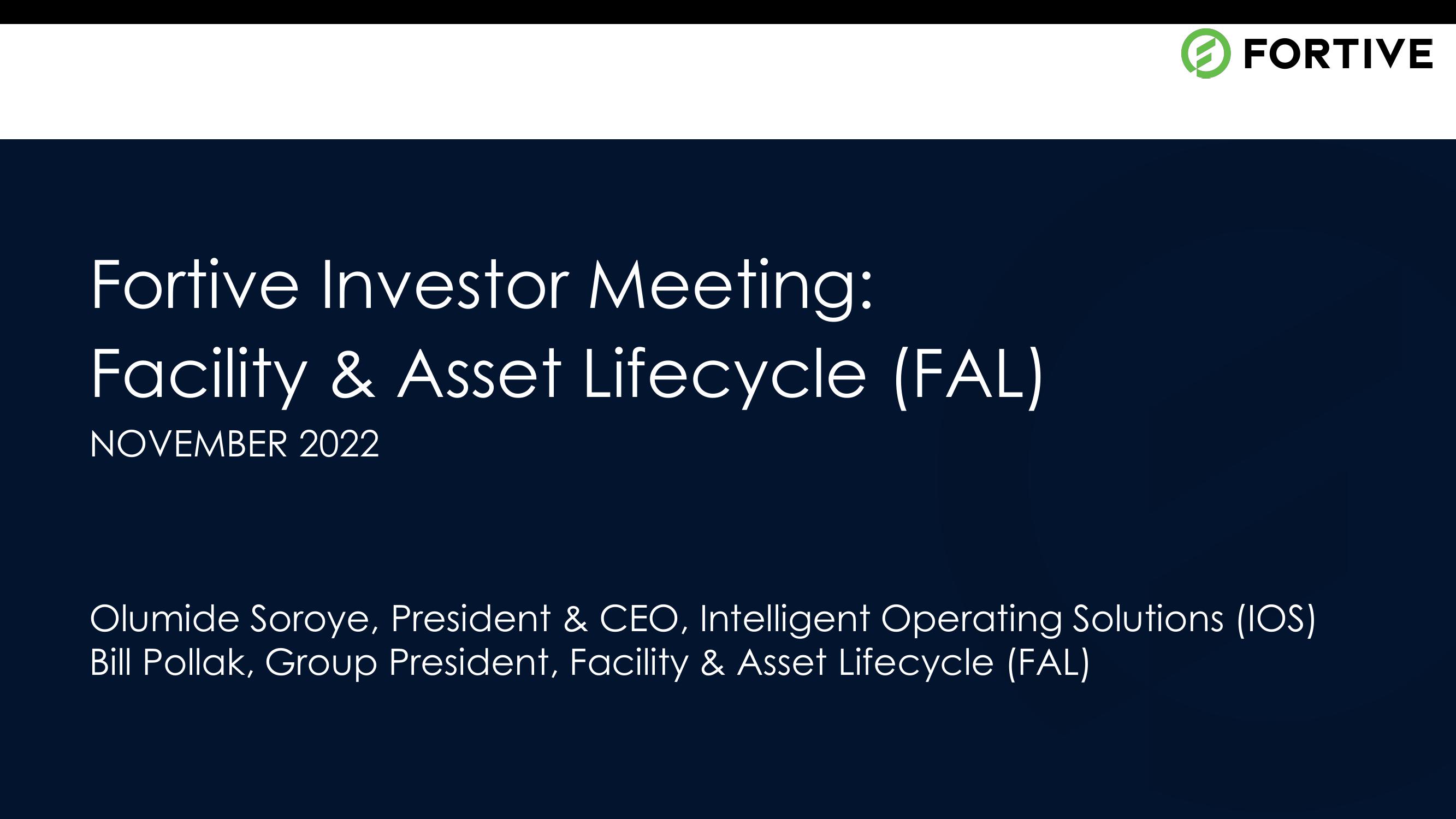 Fortive Investor Meeting: Facility & Asset Lifecycle (FAL) image