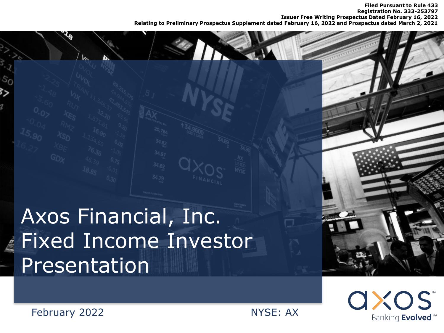 Axos Financial, Inc. Fixed Income Investor Presentation image