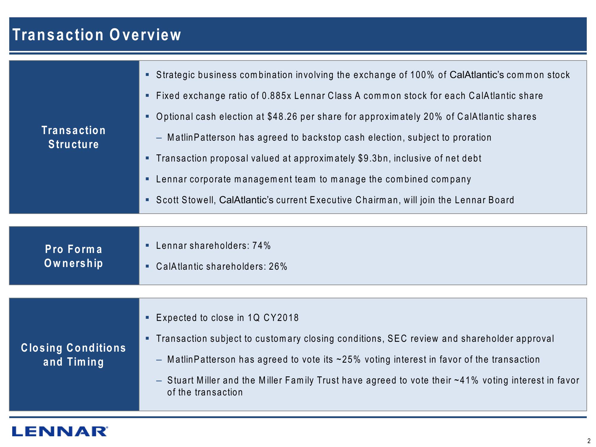 Lennar’s Strategic Business Combination With CalAtlantic slide image #5