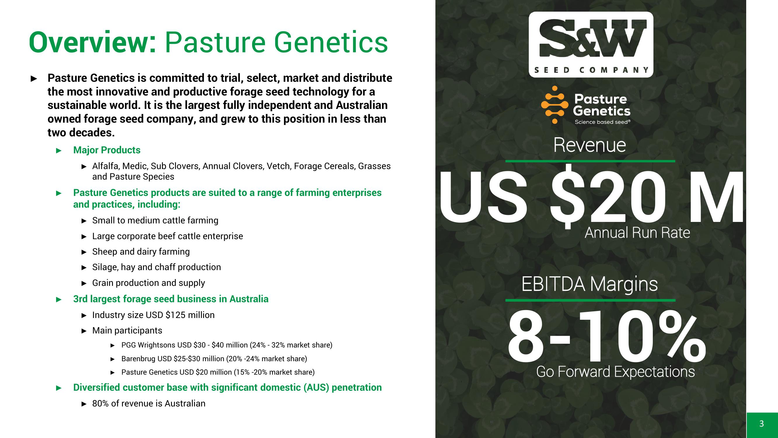 Pasture Genetics Australia Acquisition Overview slide image #3