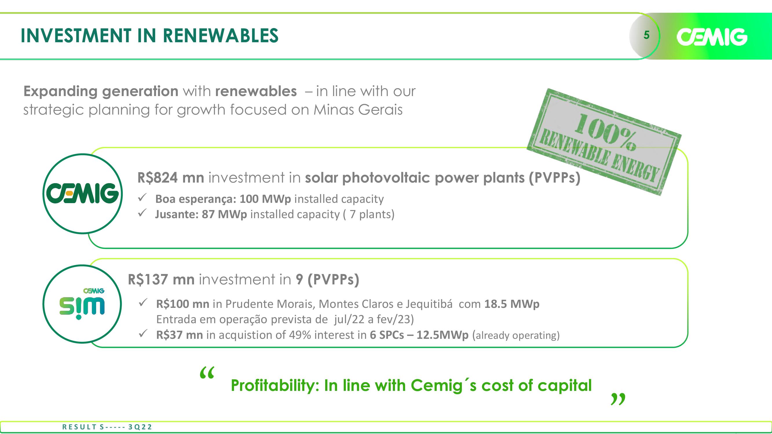 Cemig Consistent Results in 3Q22 slide image #5