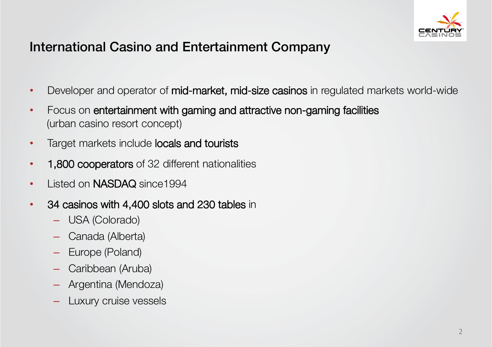 Century Casinos Corporate Presentation slide image #2