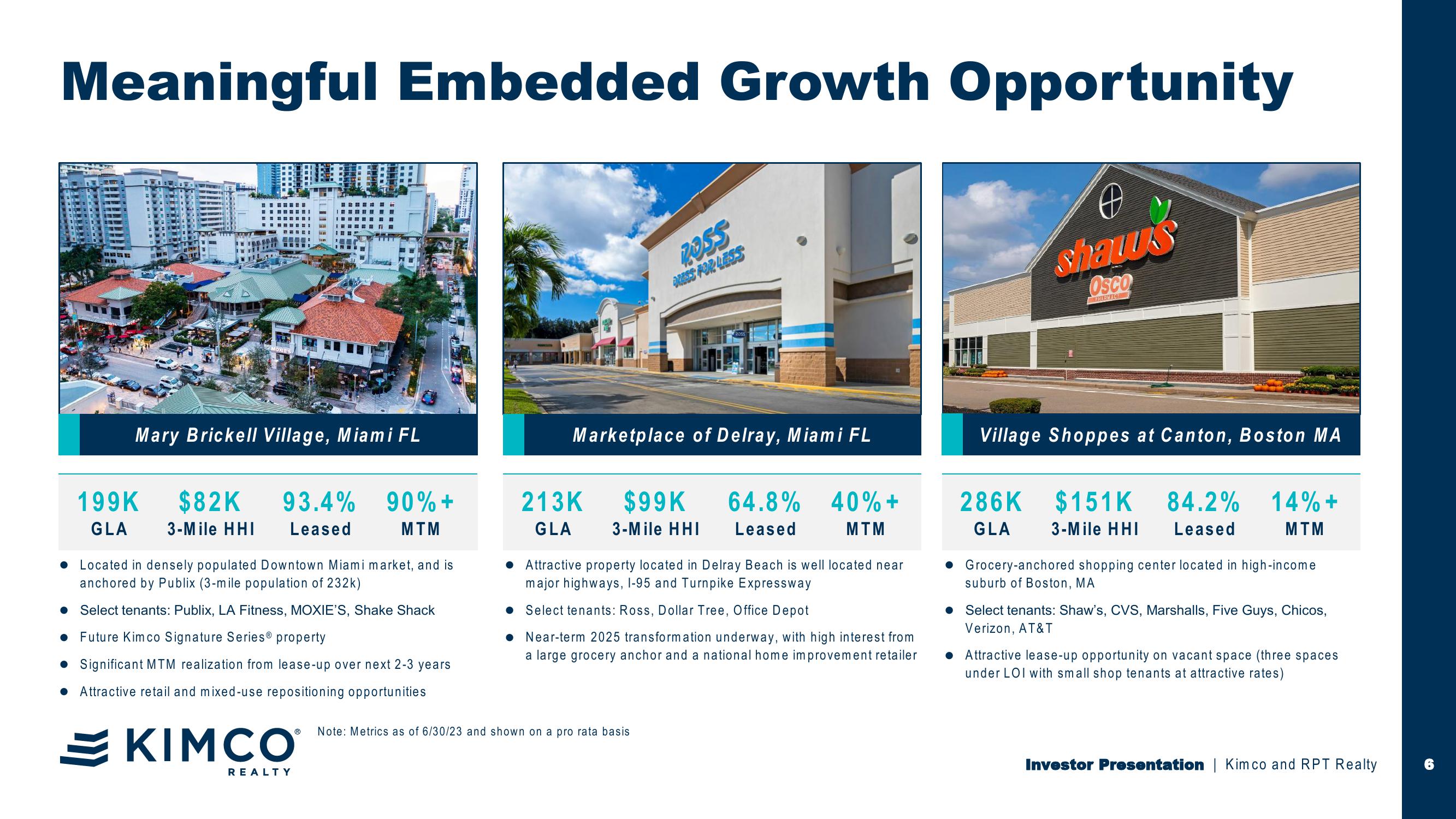 Investor Presentation Kimco Acquisition of RPT Realty slide image #7