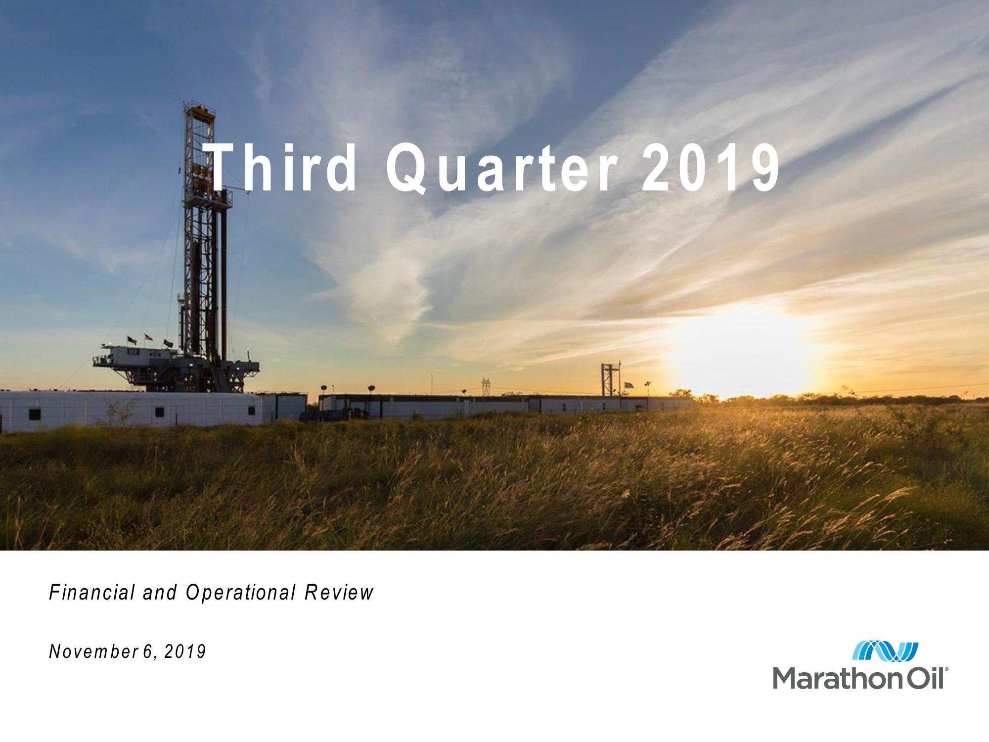 Marathon Oil Third Quarter 2019 Financial and Operational Review image