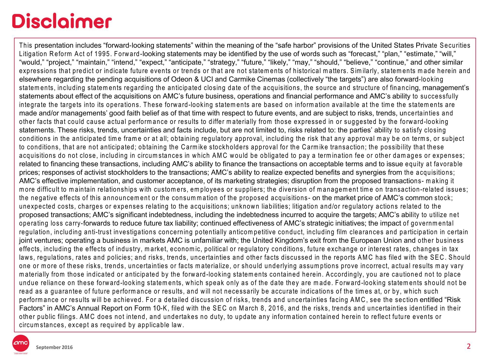 AMC Investor Presentation Deck slide image #2