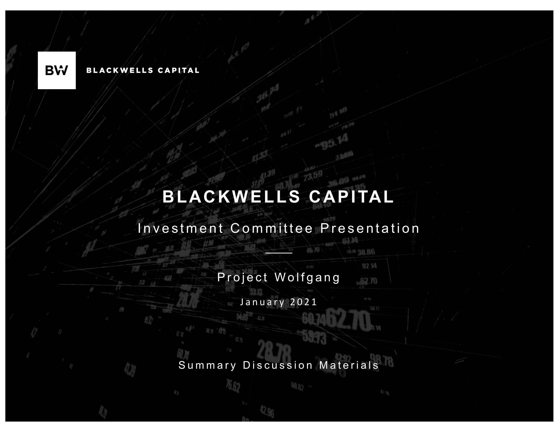 Blackwells Capital Activist Presentation Deck image