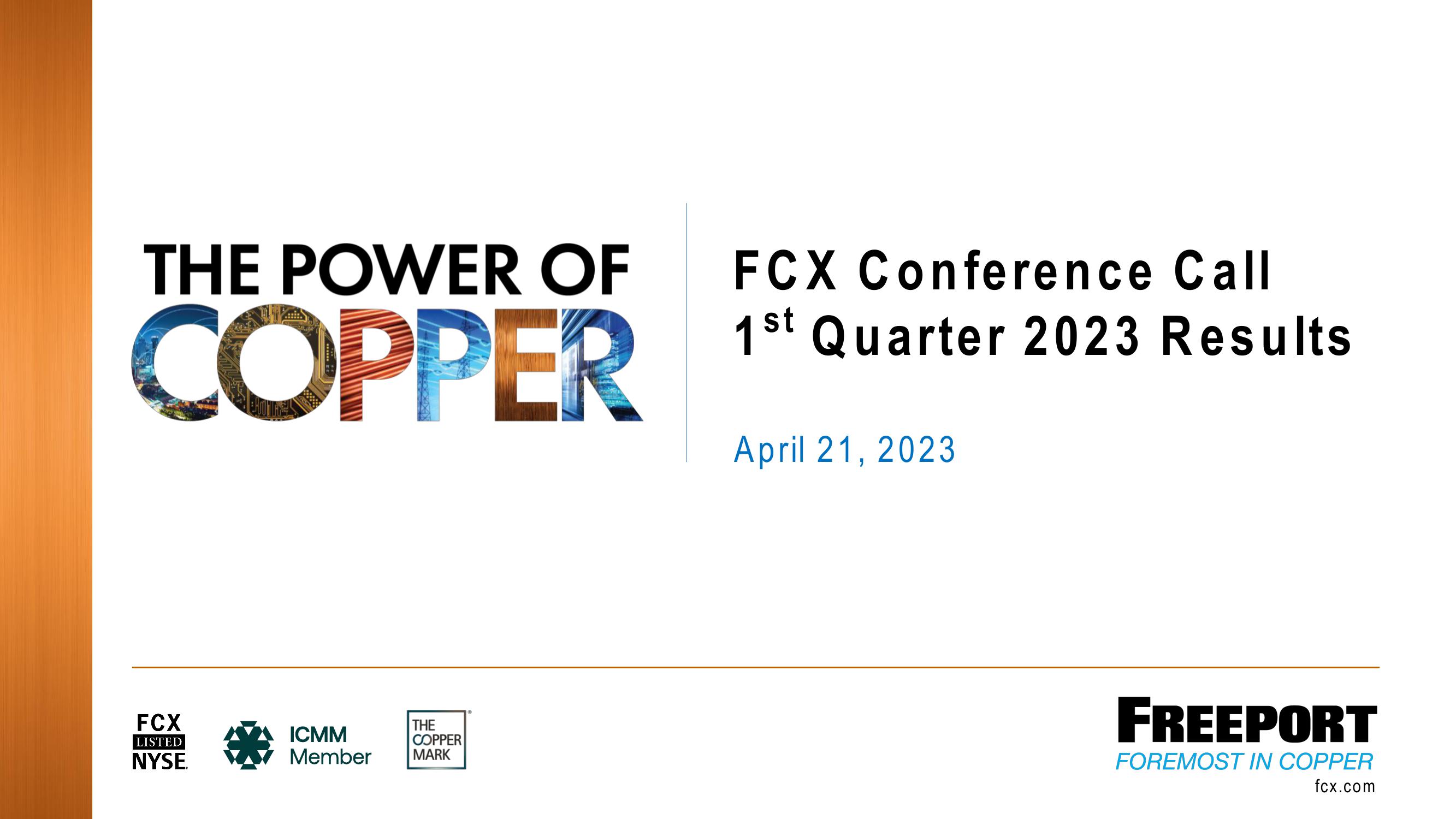 FCX Conference Call 1st Quarter 2023 Results image