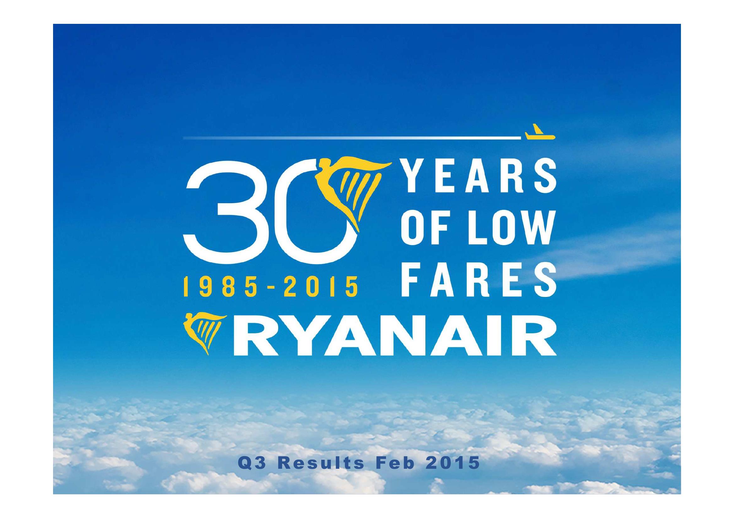 Ryanair Q3 Results Feb 2015 image