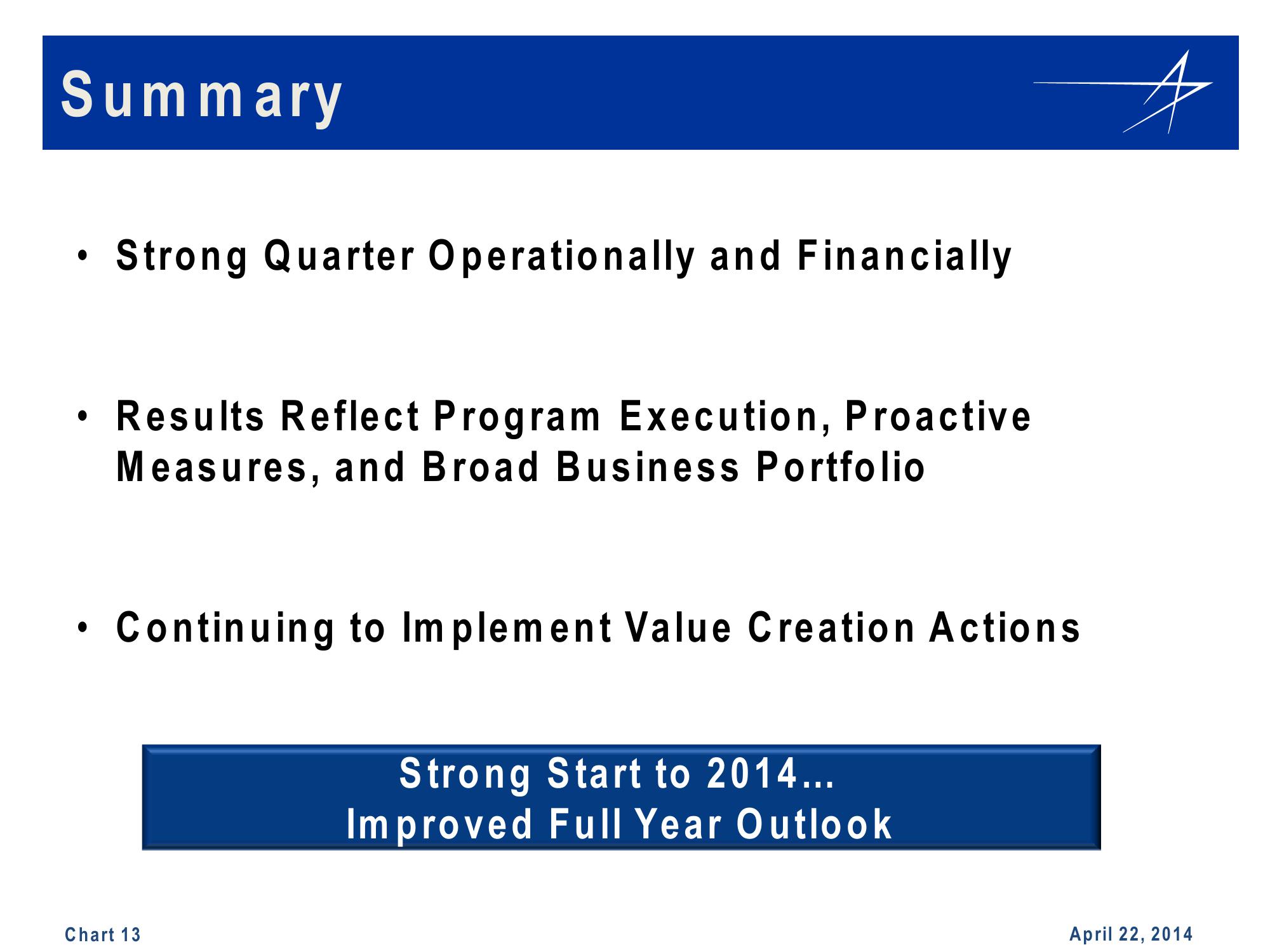 Lockheed Martin 1st Quarter 2014 Financial Results Conference Call slide image #13