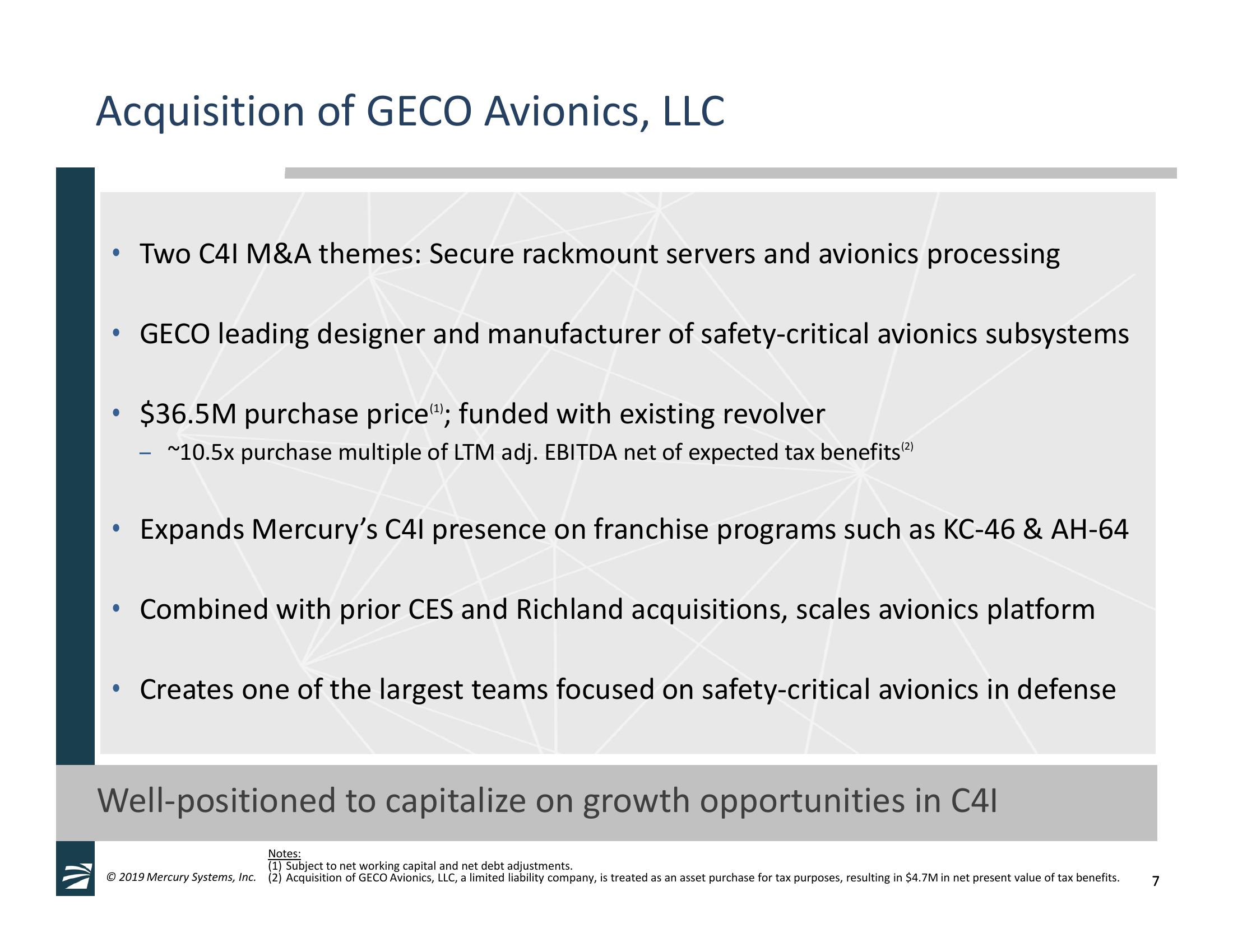 2nd Quarter Fiscal Year 2019 Financial Results & GECO Avionics, LLC Acquisition Overview slide image #7